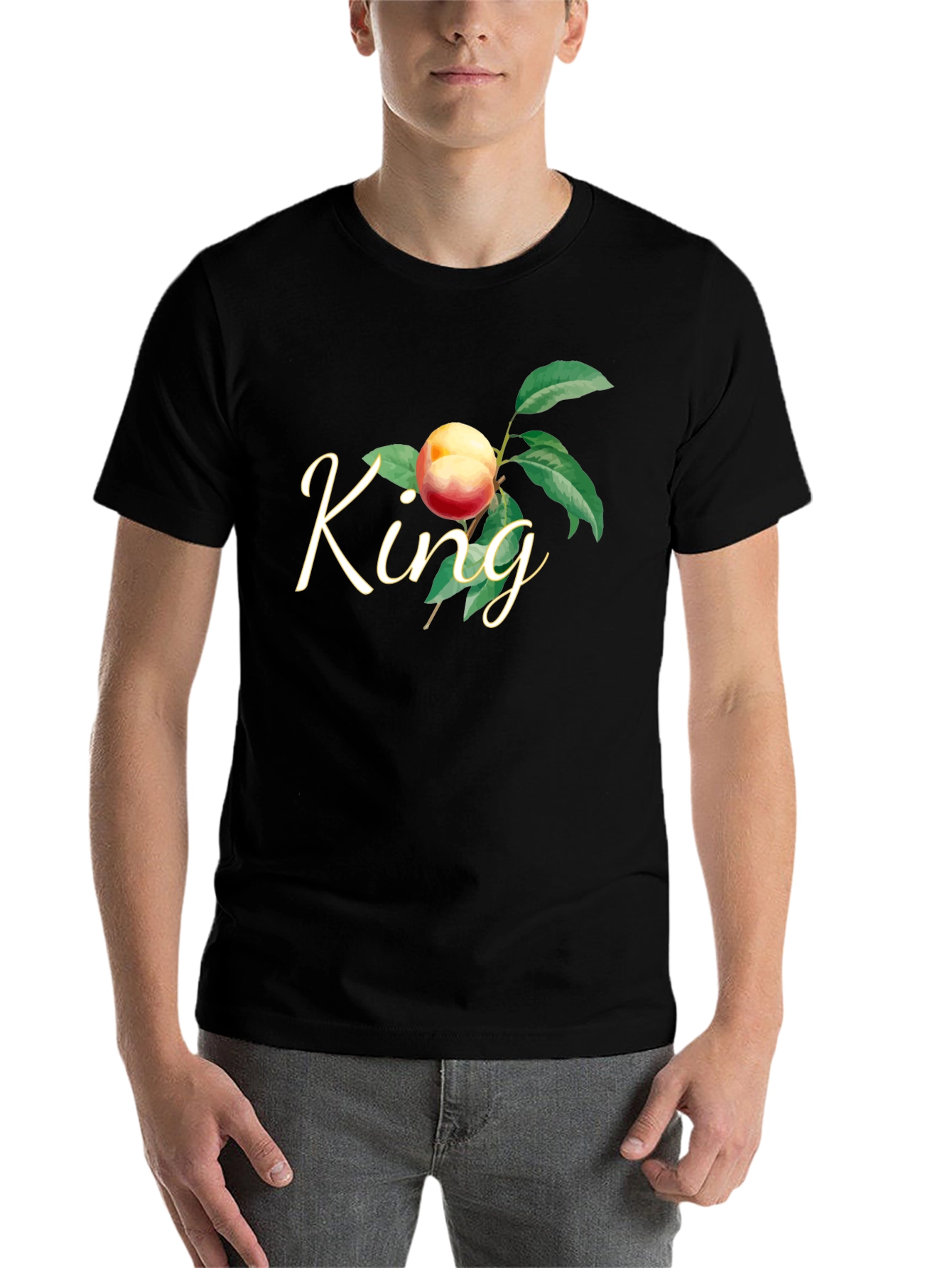 Black King Peach Graphic T-Shirt - Black view 7