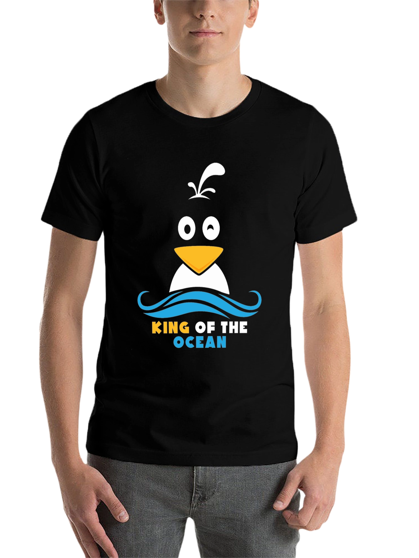 Black King of the Ocean Penguin T-Shirt - Black view 7