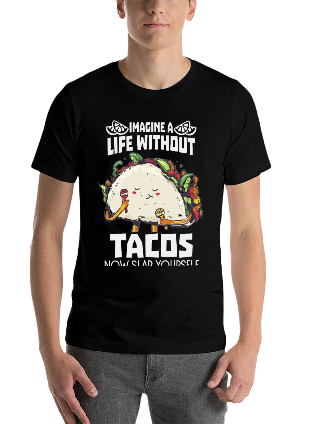 Black Imagine A Life Without Tacos T-Shirt view 7