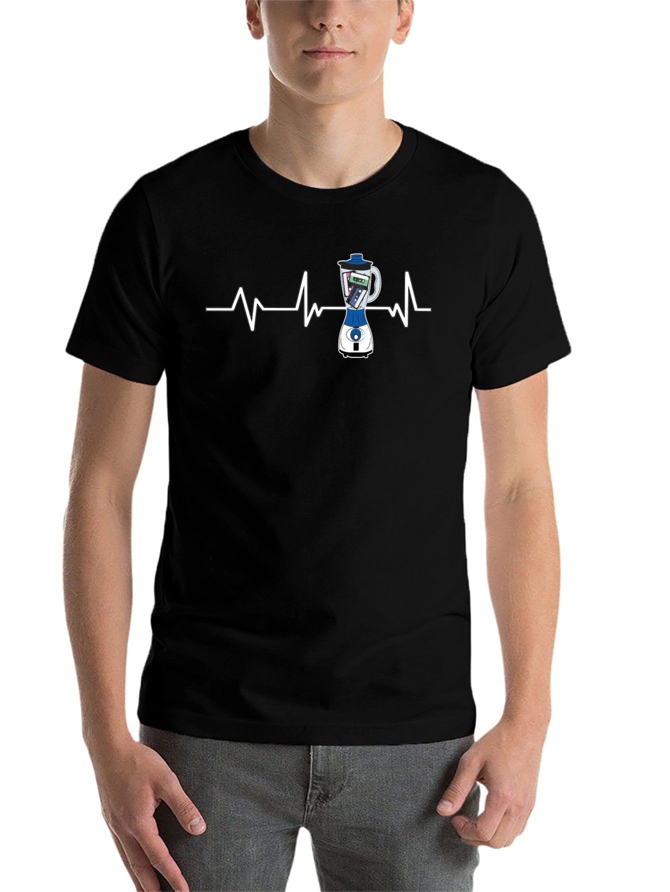 Black Music Blender Heartbeat Graphic Tee - Unique Style view 7