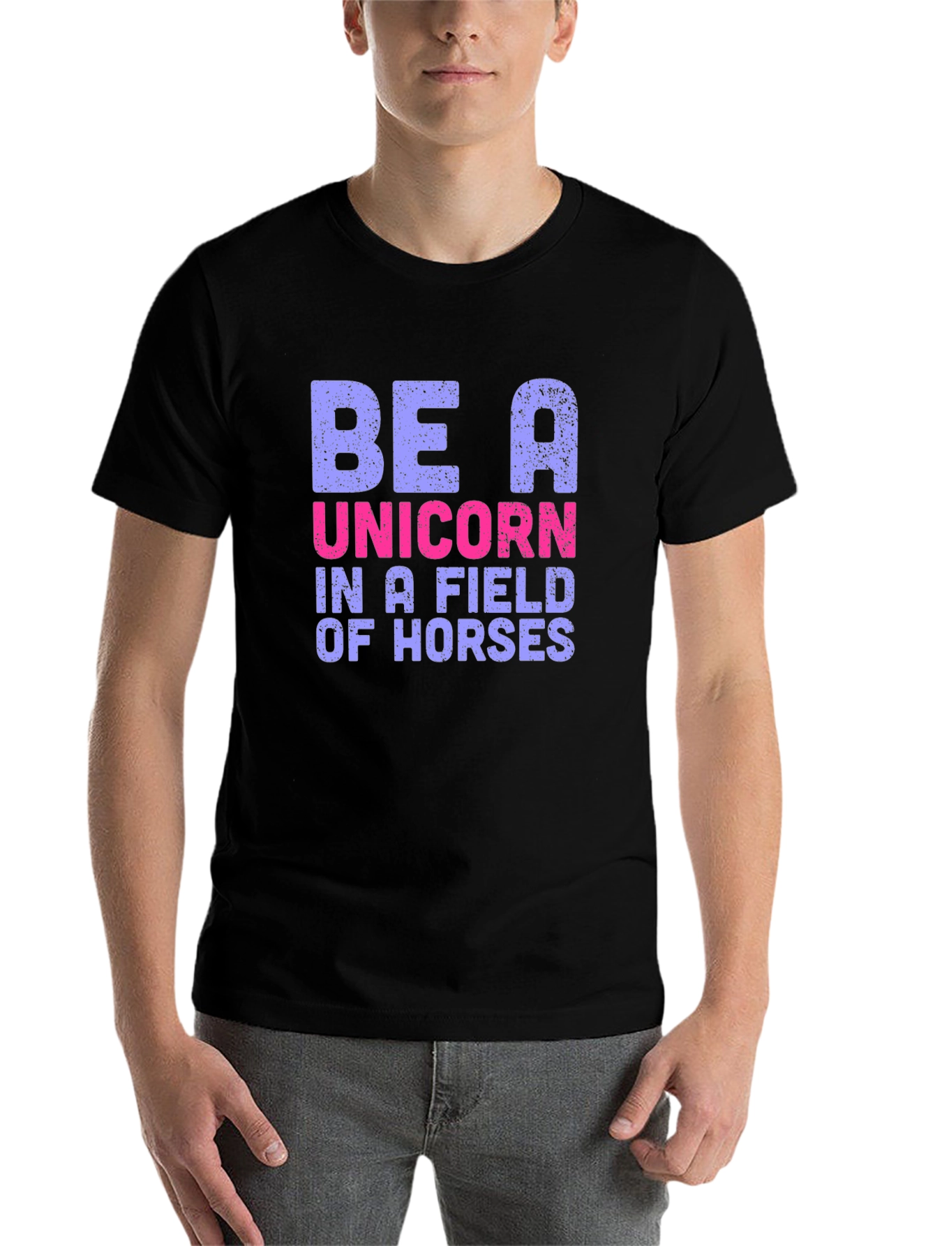 Black Be A Unicorn T-Shirt - Novelty Graphic Tee view 7