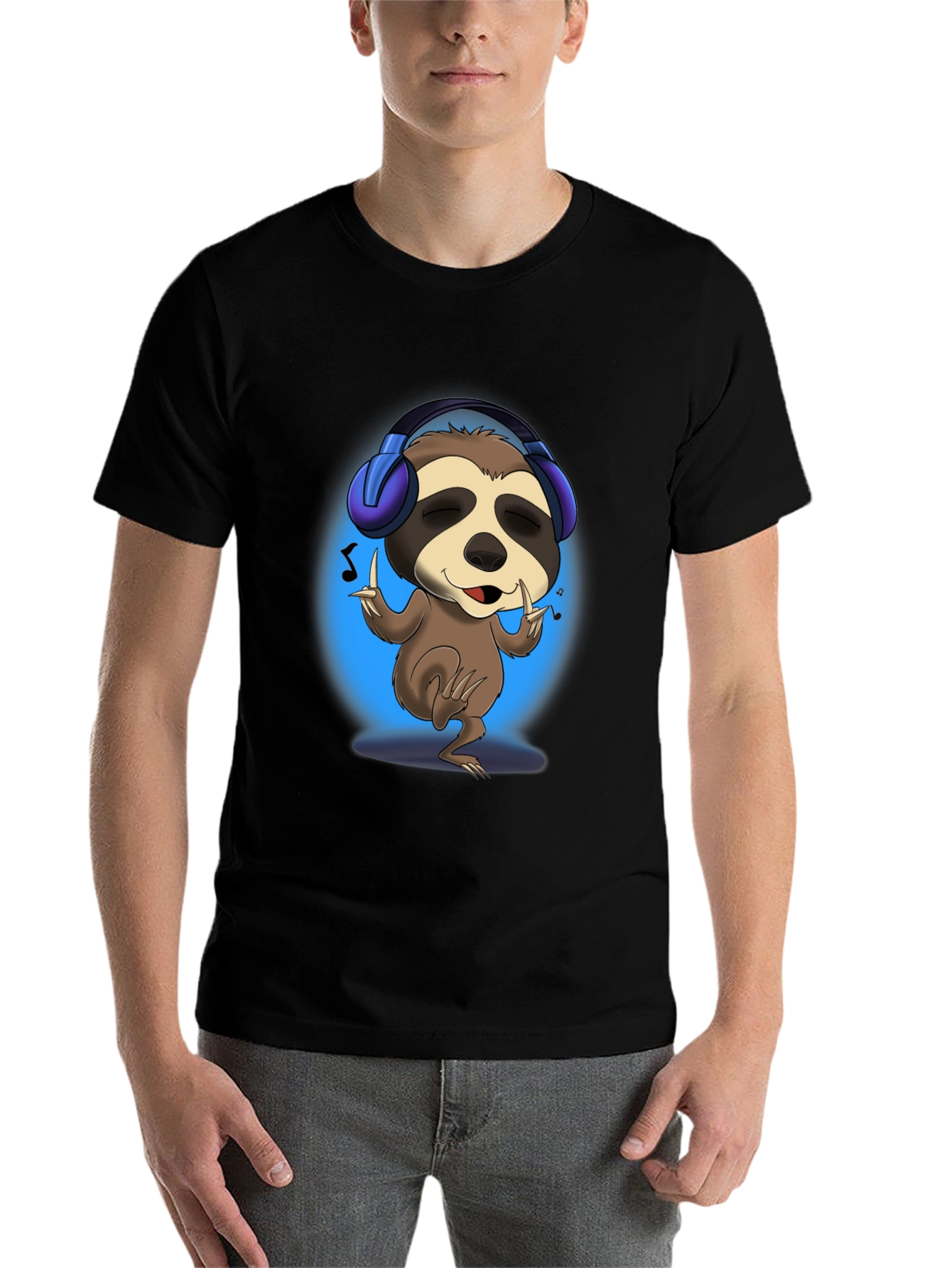 Black Sloth DJ Graphic Tee - Cool & Comfy T-Shirt view 7