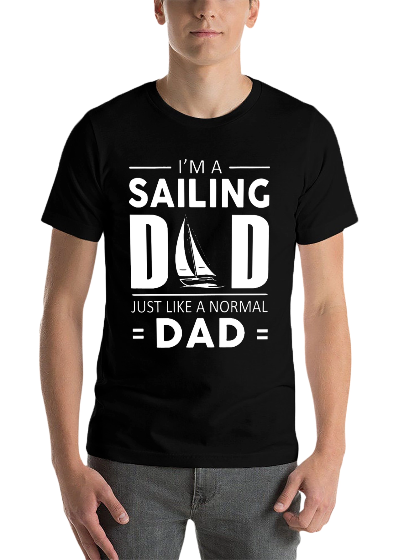 Black Sailing Dad T-Shirt - Just Like a Normal Dad Funny Tee view 7