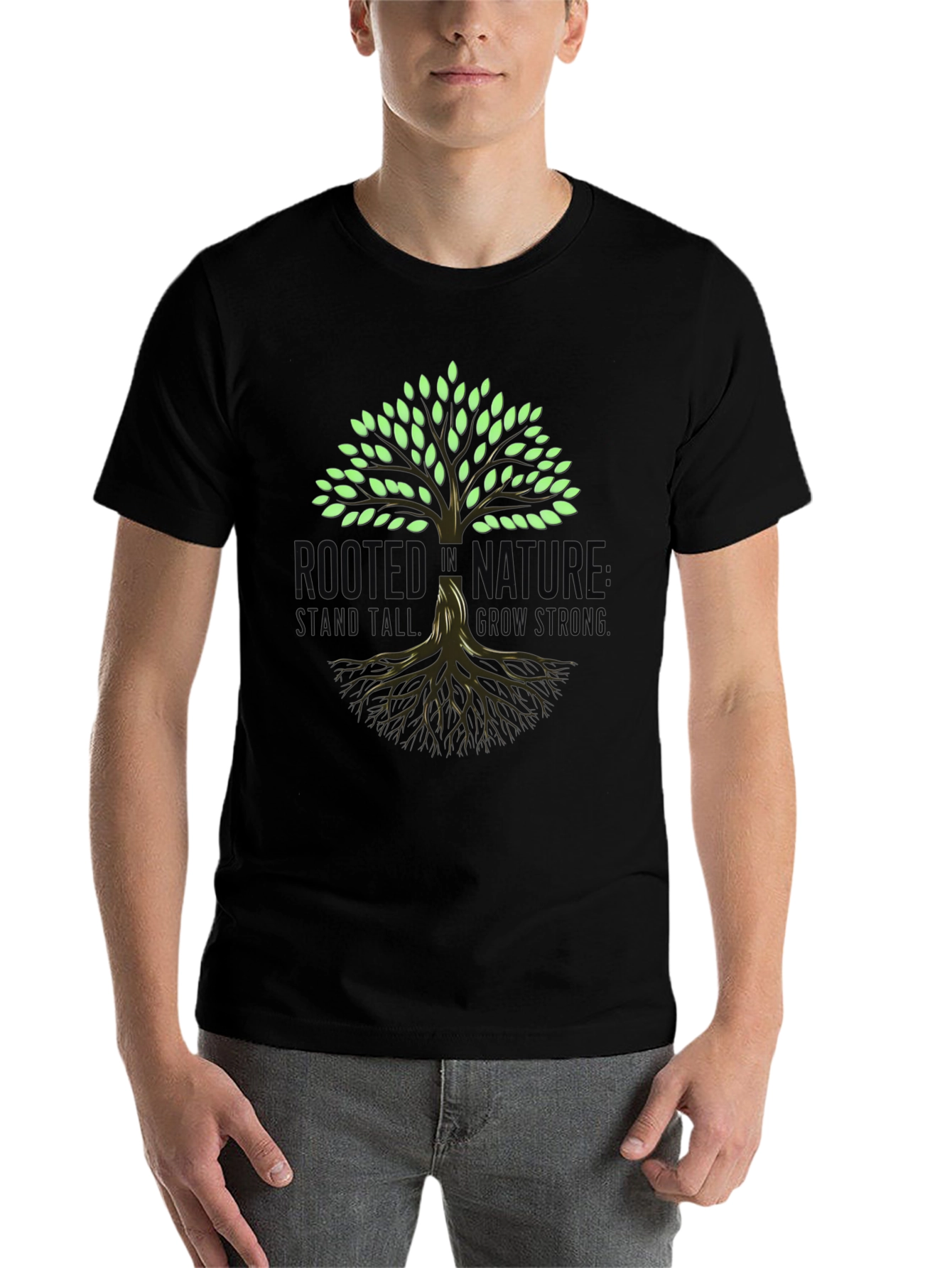 Black Rooted in Nature Graphic T-Shirt - Stay Strong view 7
