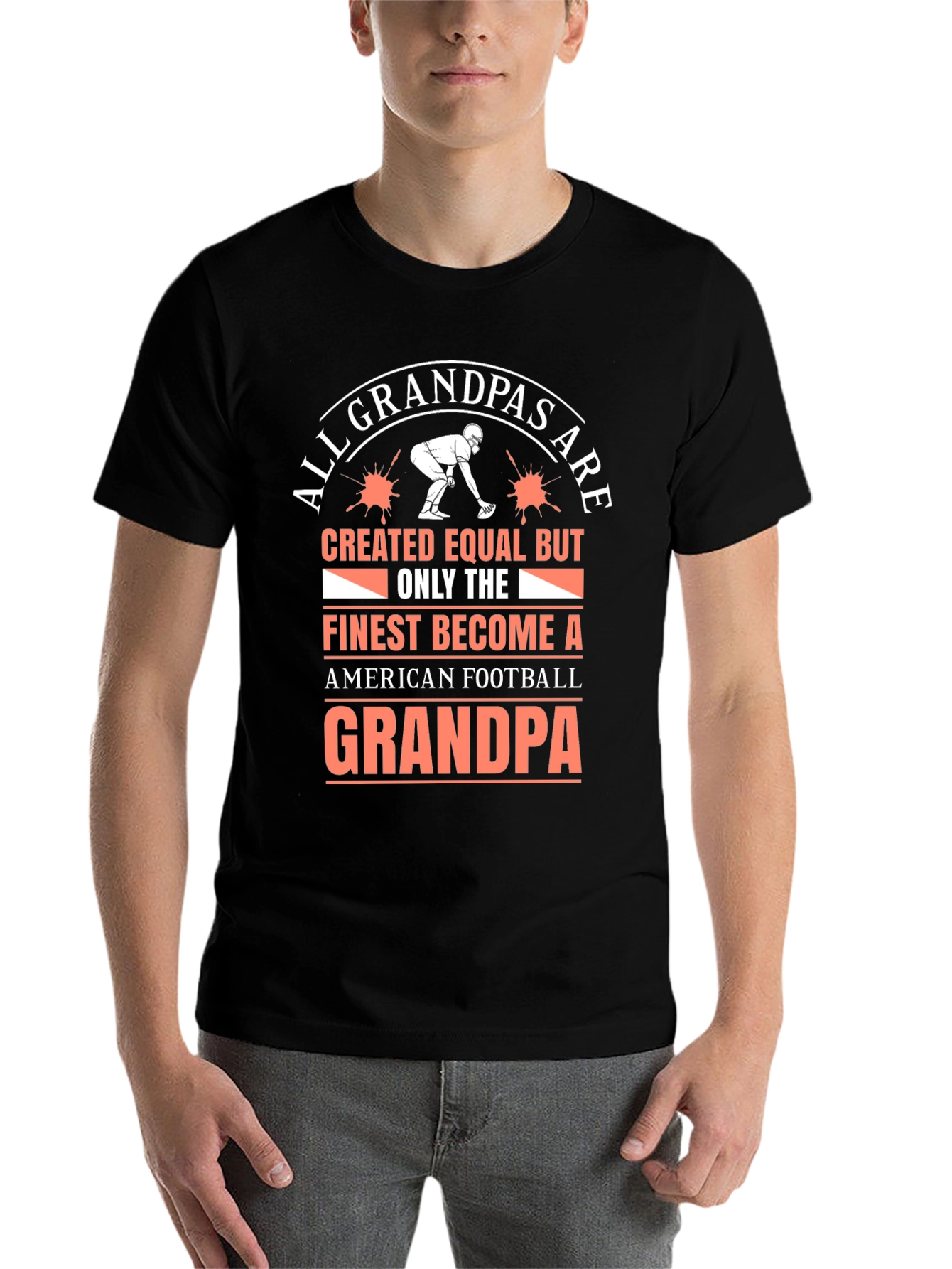 Black Football Grandpa T-Shirt - Finest Grandpas Tee view 7