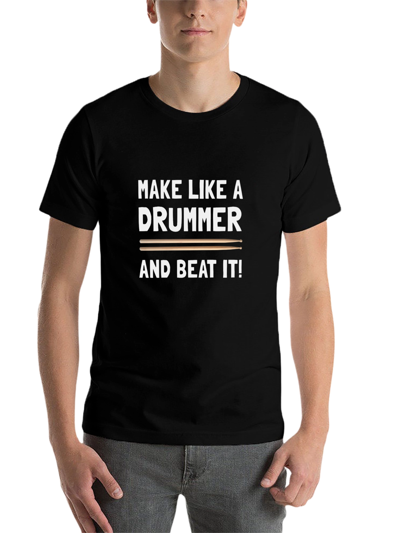 Black Make Like A Drummer T-Shirt - Black view 7