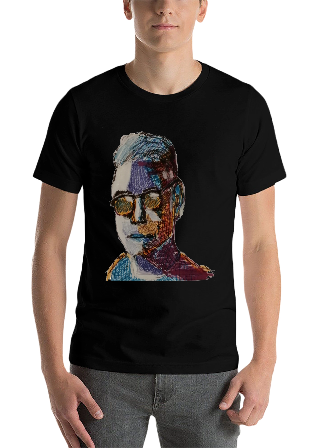 Black Artistic Portrait Graphic Tee - Black view 7