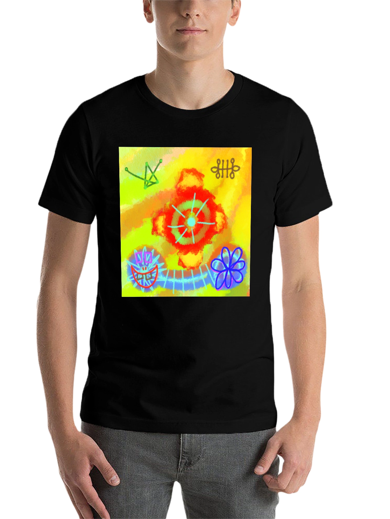Black Abstract Art Graphic Tee - Unique Design view 7