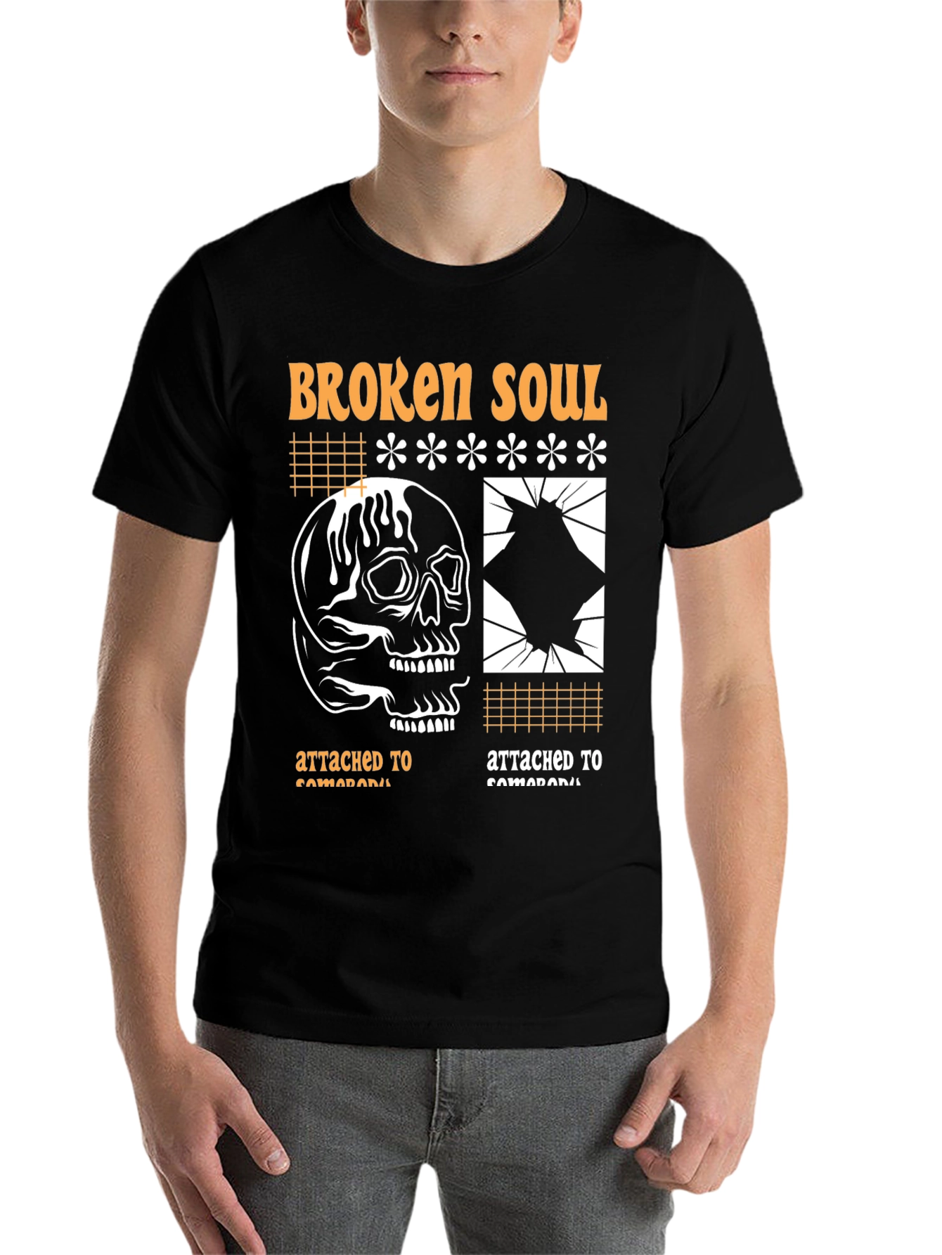 Black Broken Soul Graphic Print T-Shirt view 7