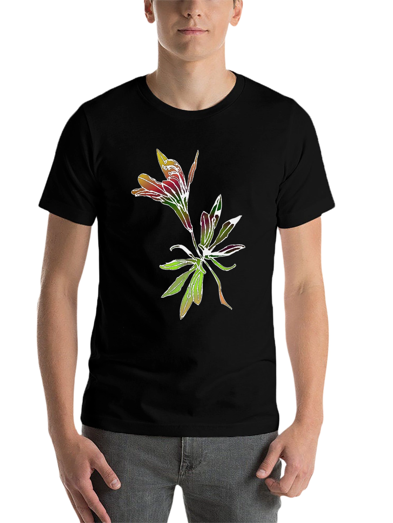 Black Floral Graphic Tee - Stylish Botanical Print view 7