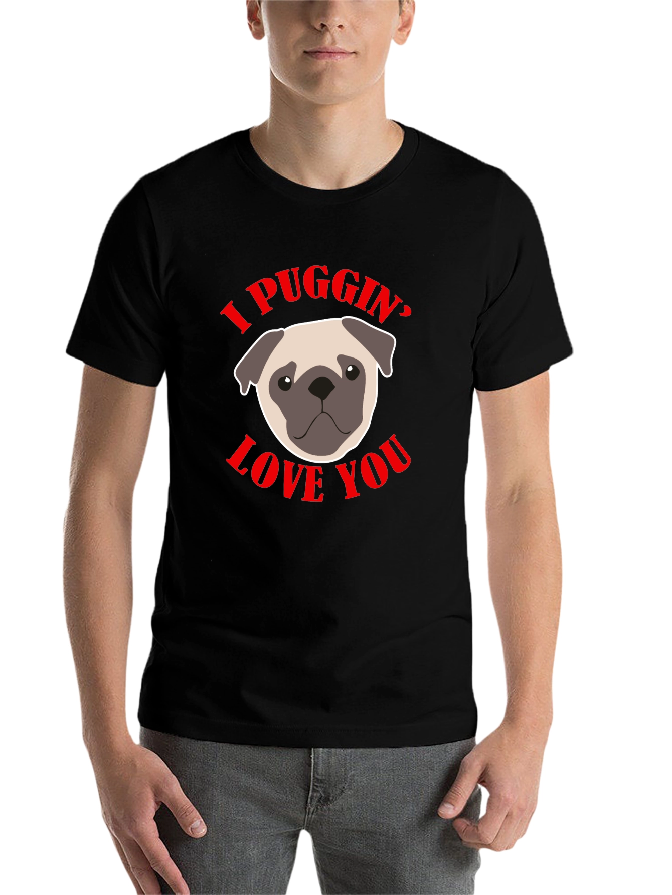 Black I Puggin' Love You Black Graphic T-Shirt view 7