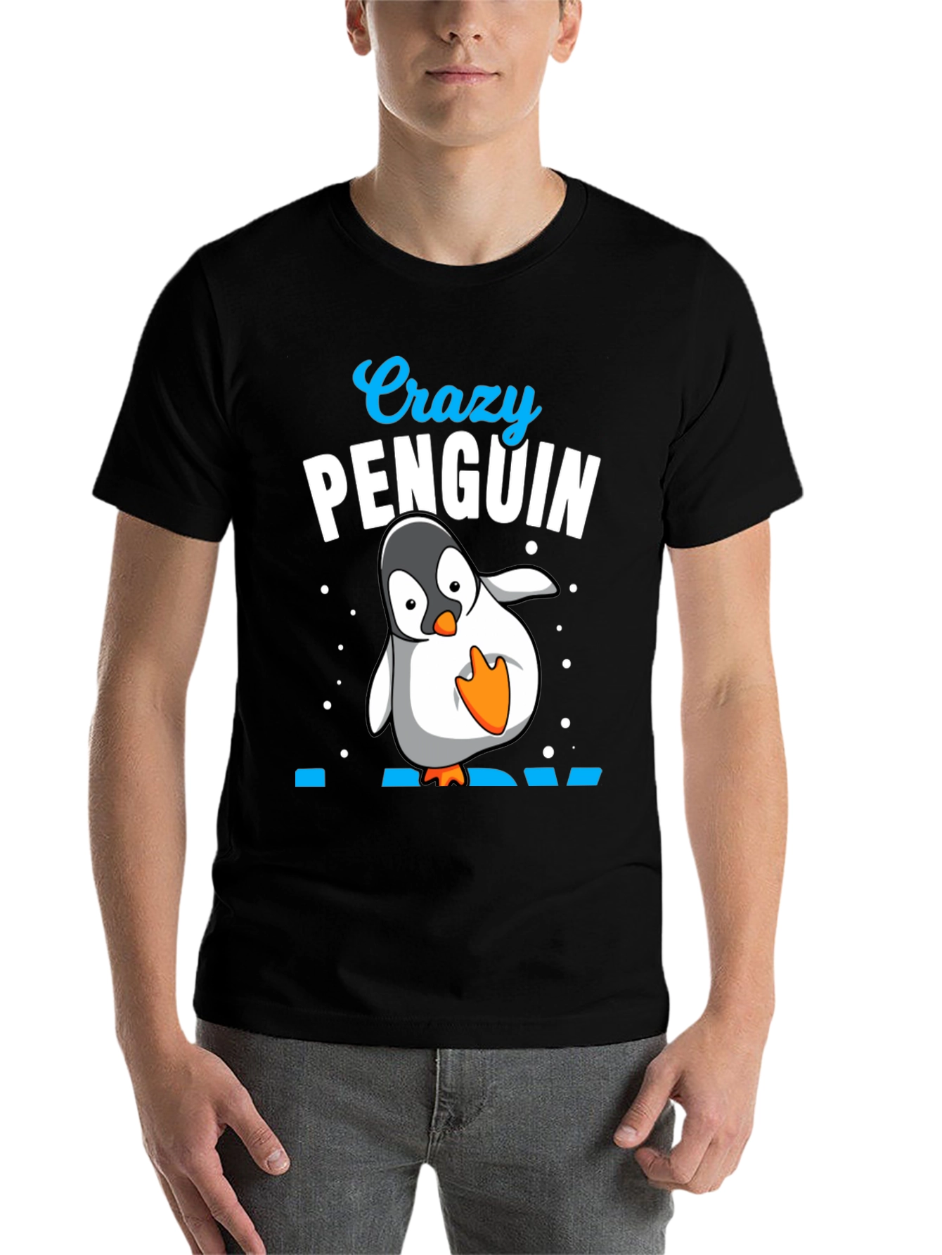 Black Crazy Penguin Dad Black T-Shirt view 7