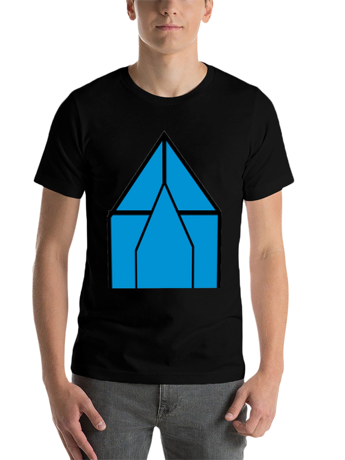 Black Geometric House T-Shirt - Modern Style view 7