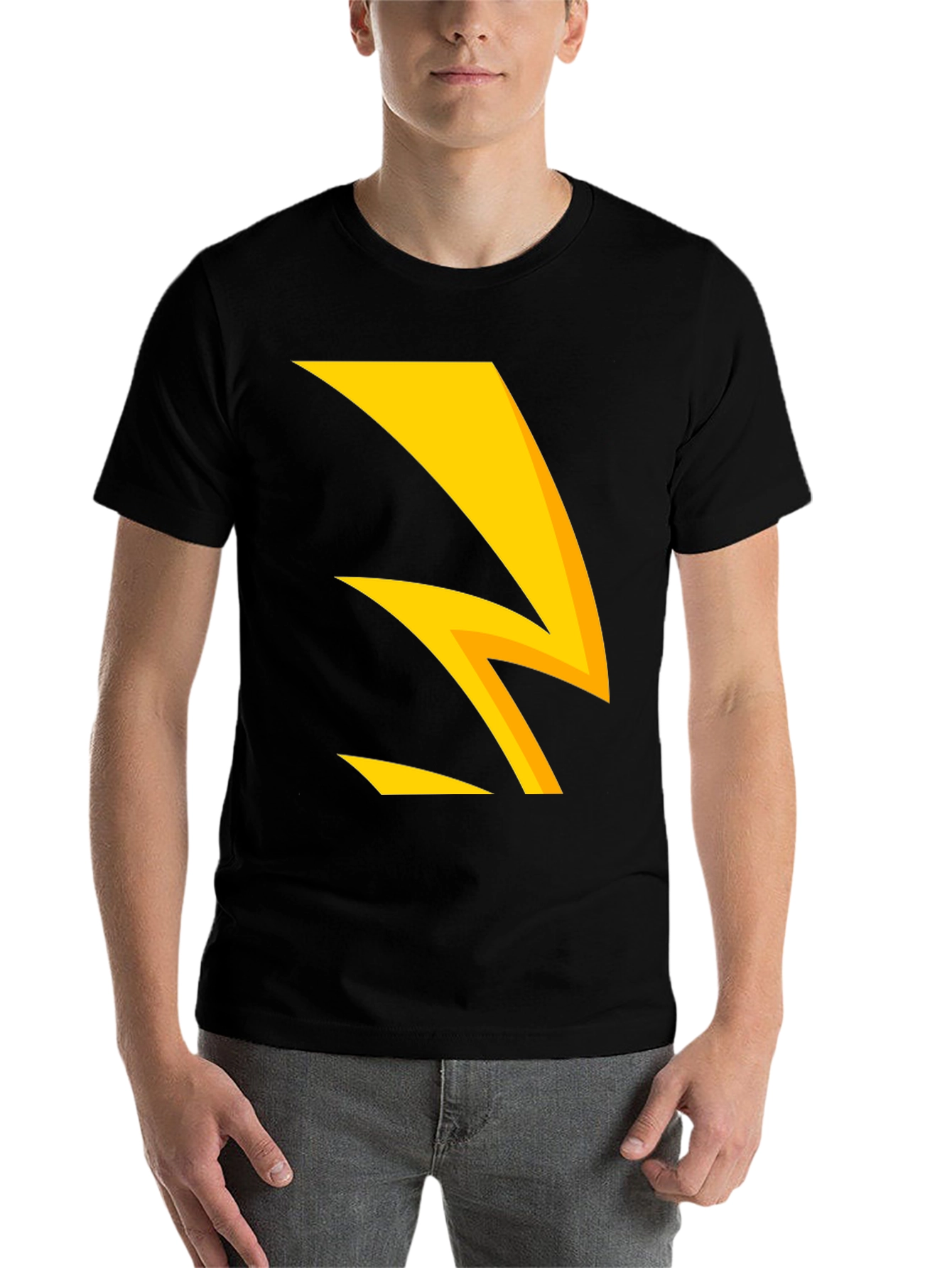 Black Bold Lightning Bolt Graphic Tee - Black Cotton Blend view 7