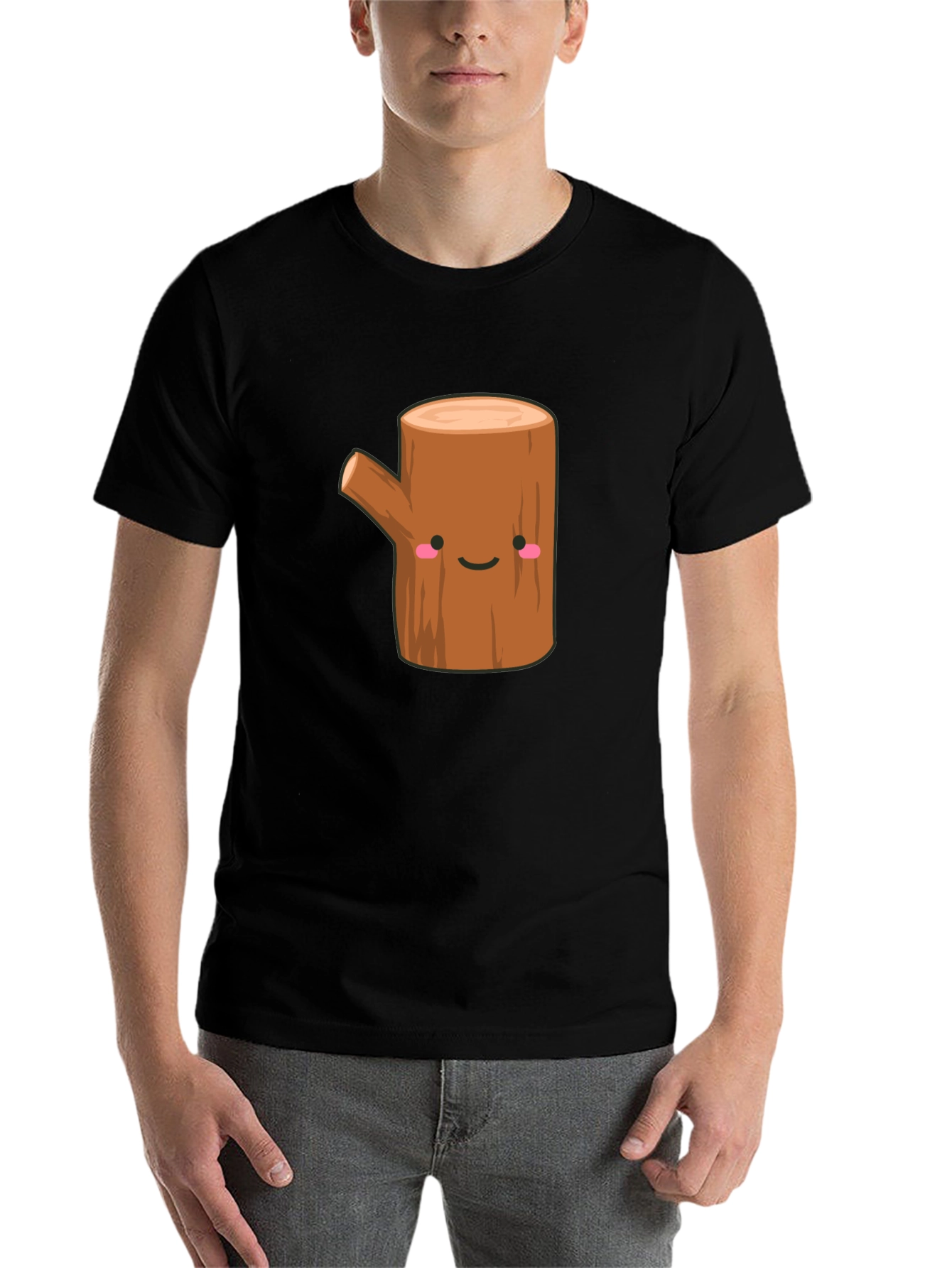 Black Cute Tree Stump Graphic T-Shirt - Black view 7