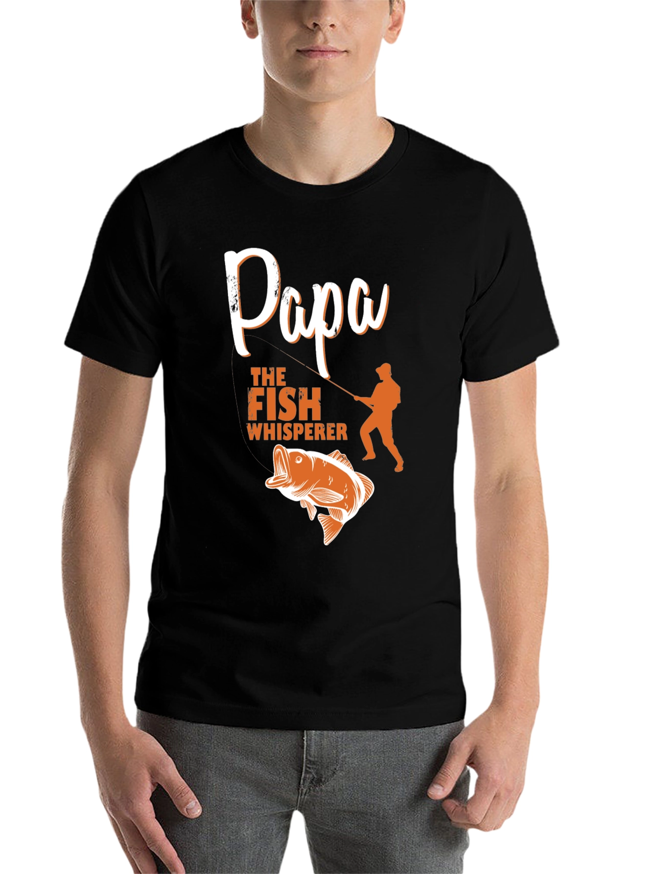 Black Papa the Fish Whisperer T-Shirt view 7