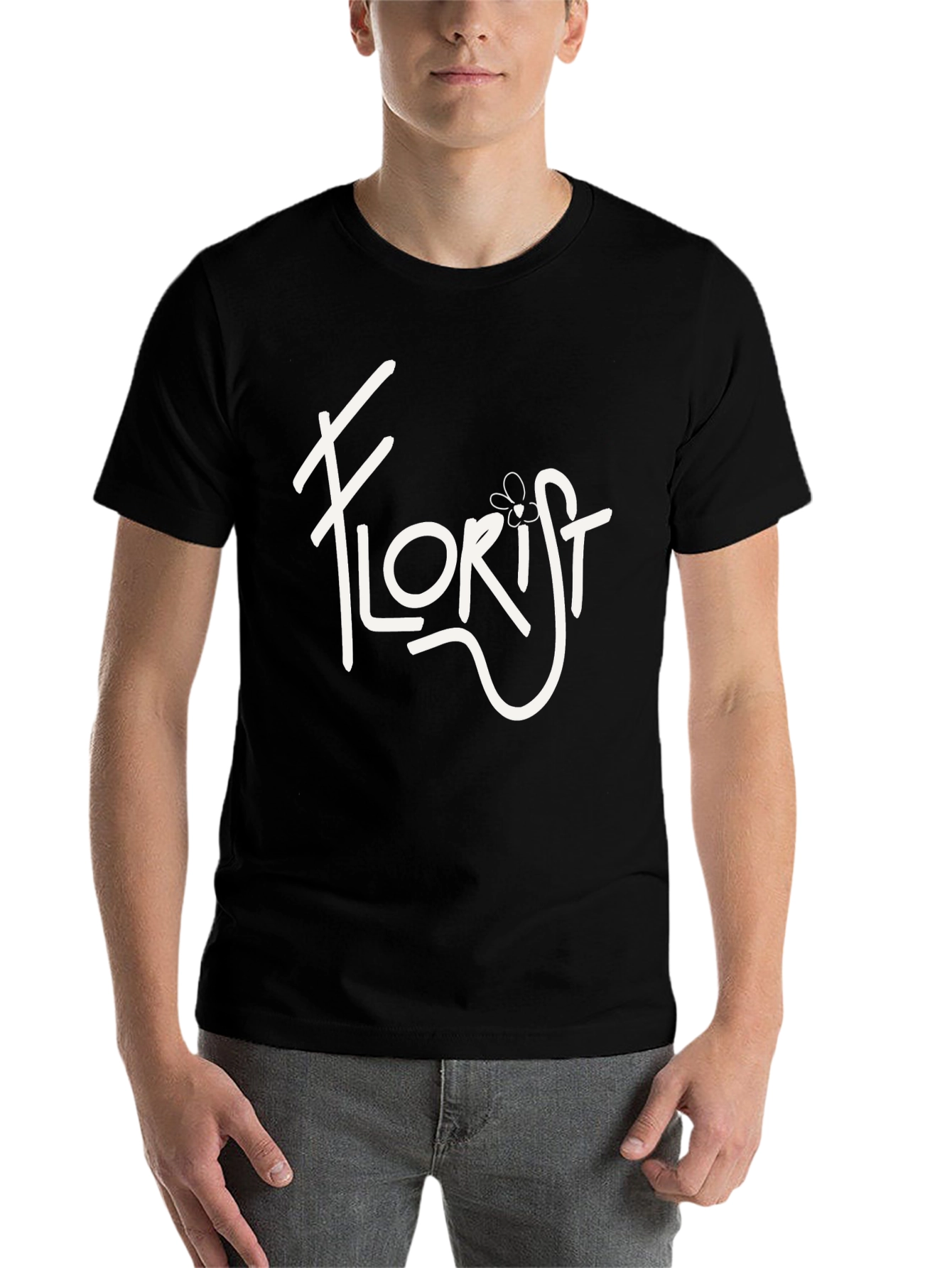 Black Florist Graphic Tee - Stylish Crew Neck T-Shirt view 7