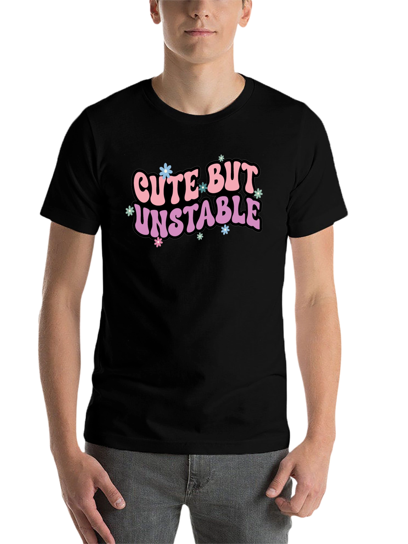 Black Cute But Unstable Graphic Tee view 7