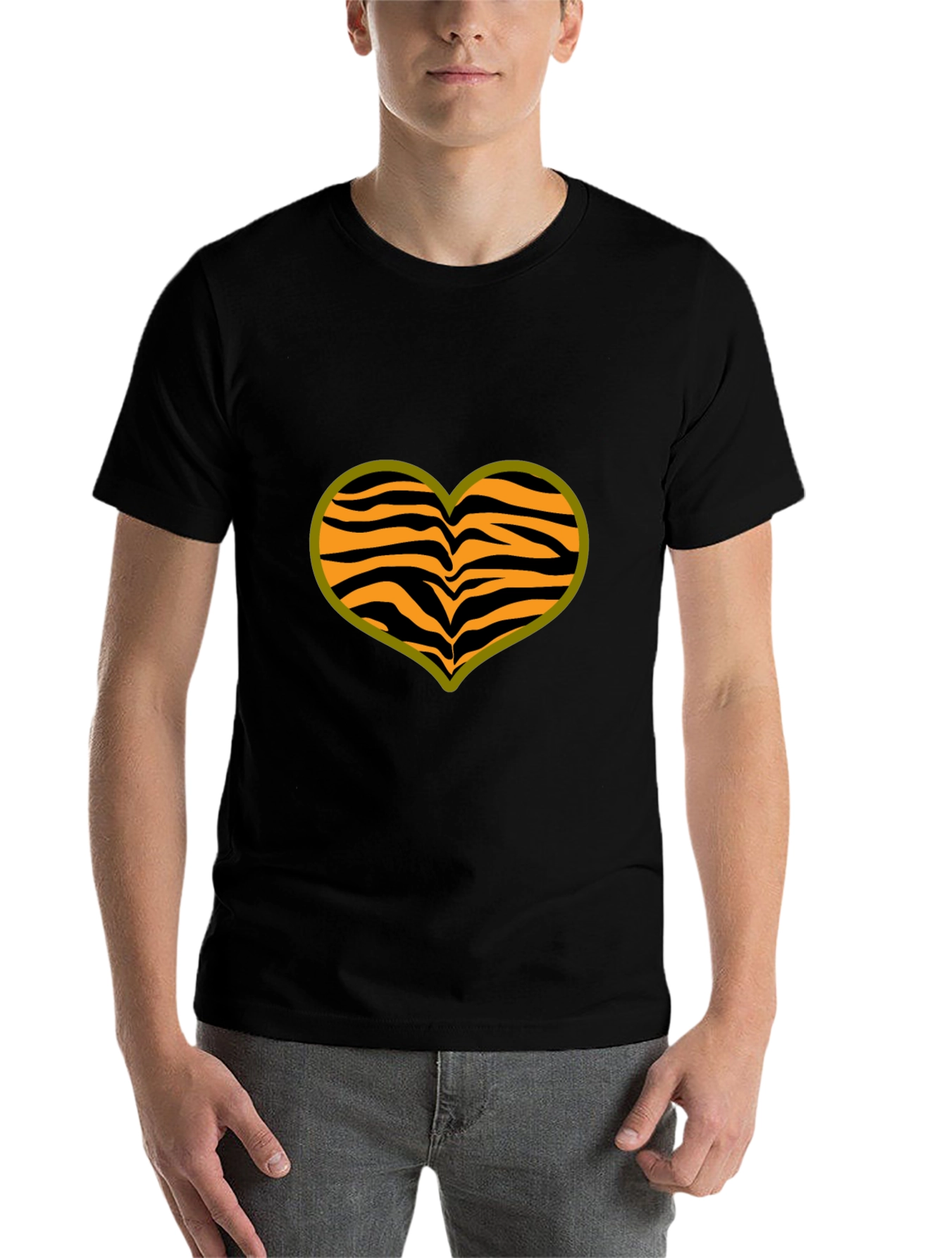 Black Tiger Stripe Heart T-Shirt - Black view 7