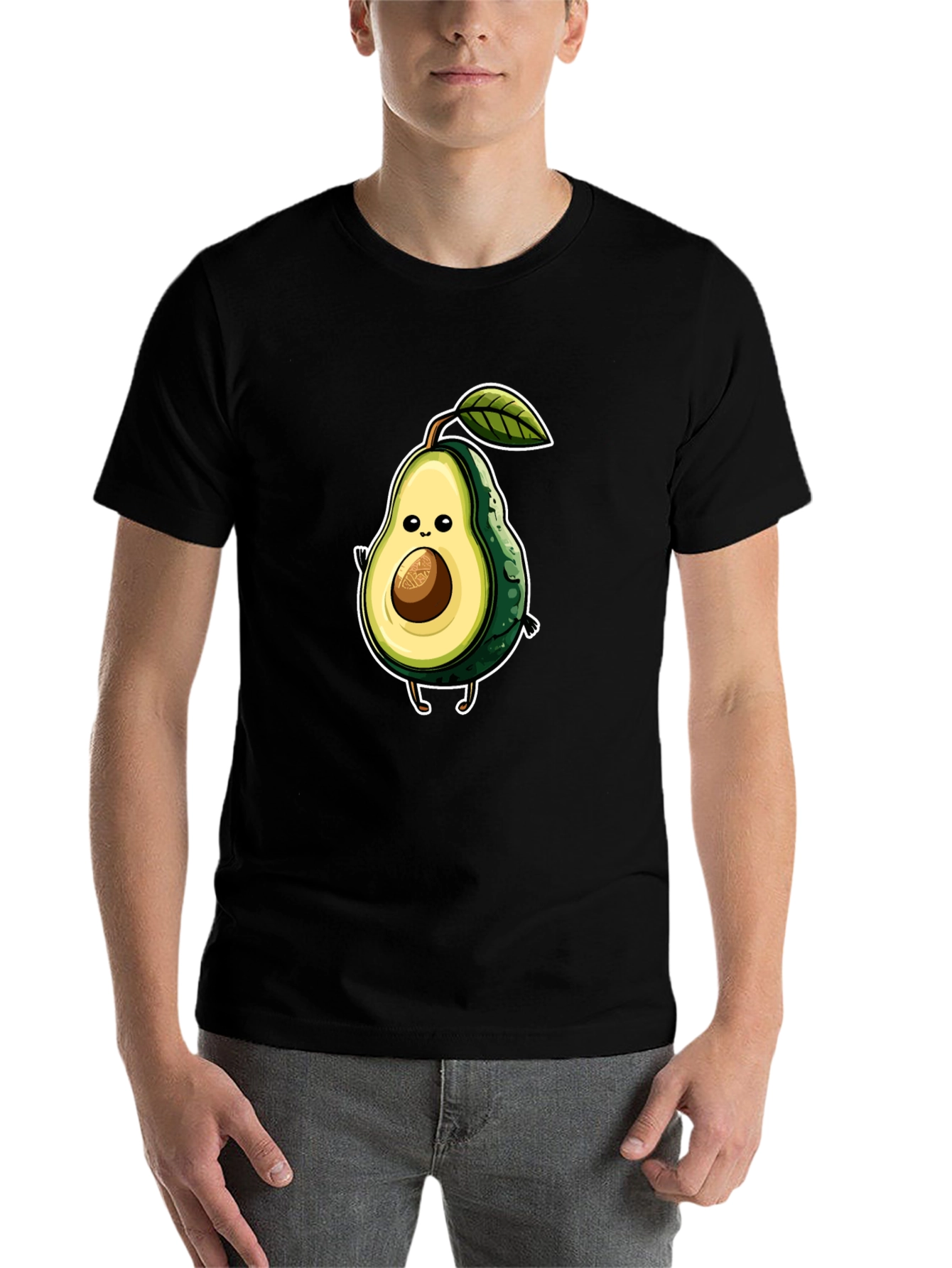 Funny Avocado Cartoon Graphic T-Shirt - Unisex Black Tee - 7
