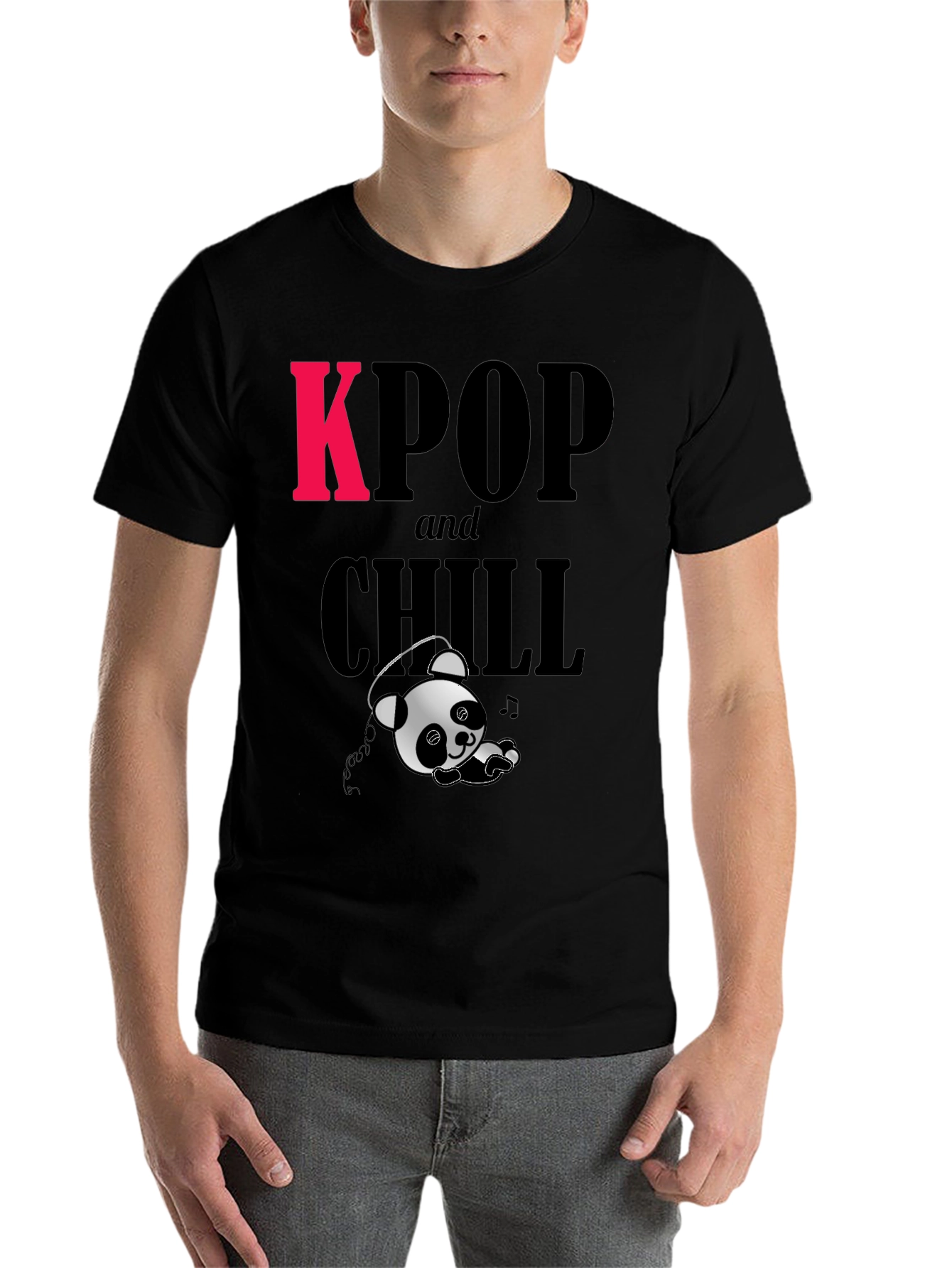 Black KPOP and Chill Panda Graphic Tee view 7