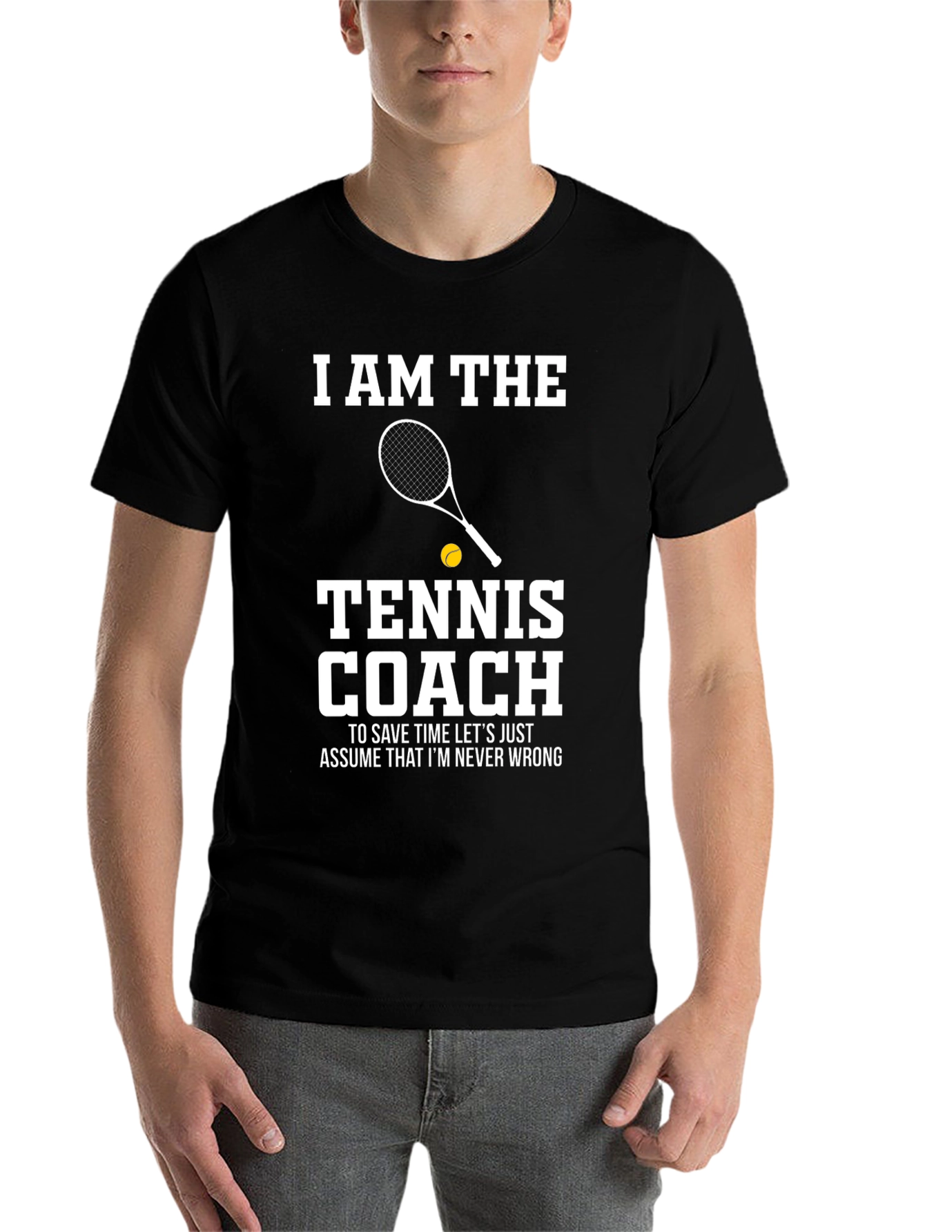 Black Tennis Coach T-Shirt - I AM THE Tennis Coach view 7