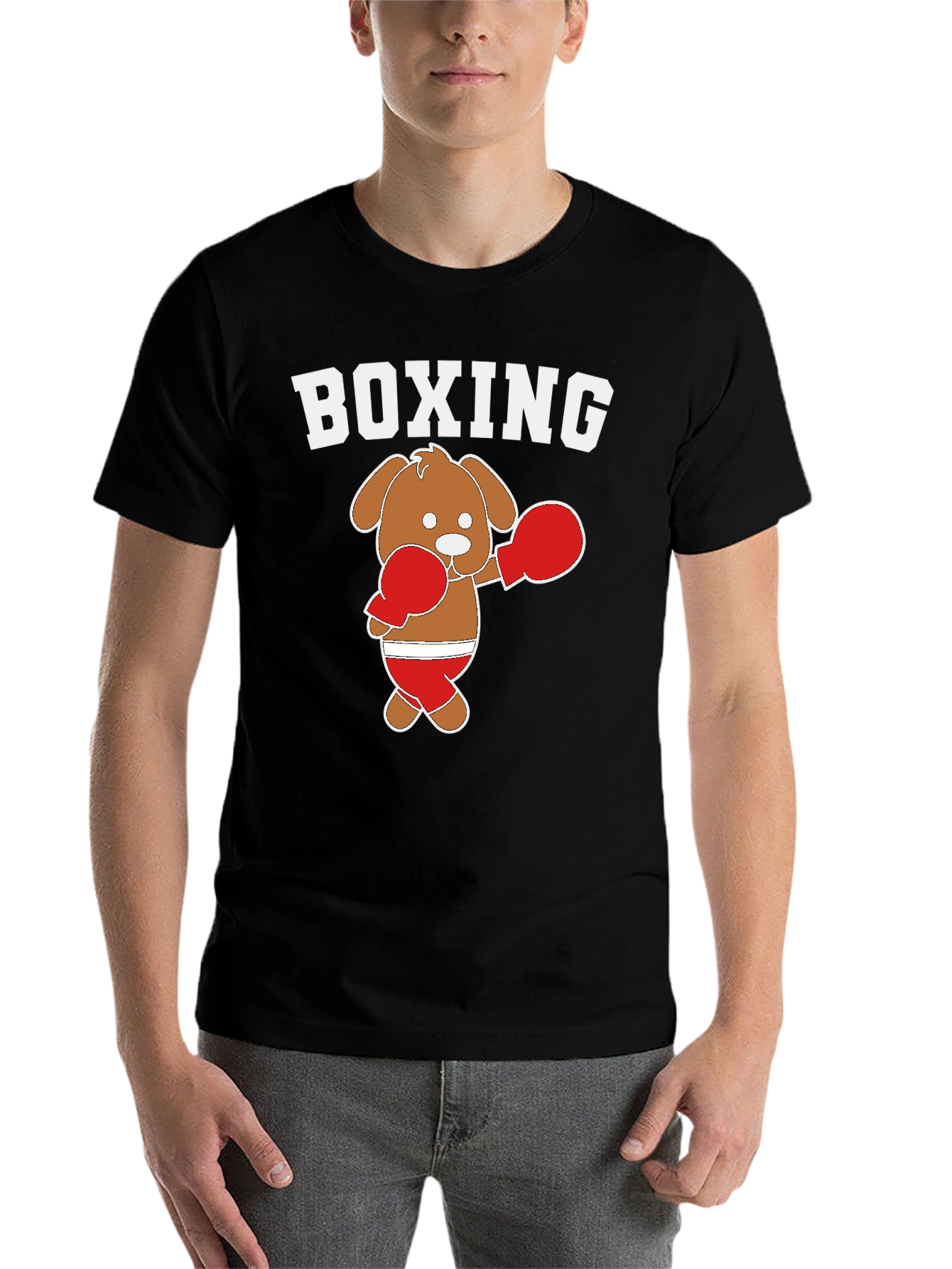 Black Boxing Dog Graphic Tee view 7