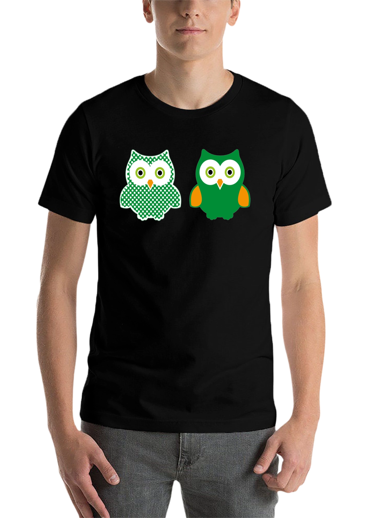 Black Cute Owl Graphic Tee - Stylish Black T-Shirt view 7