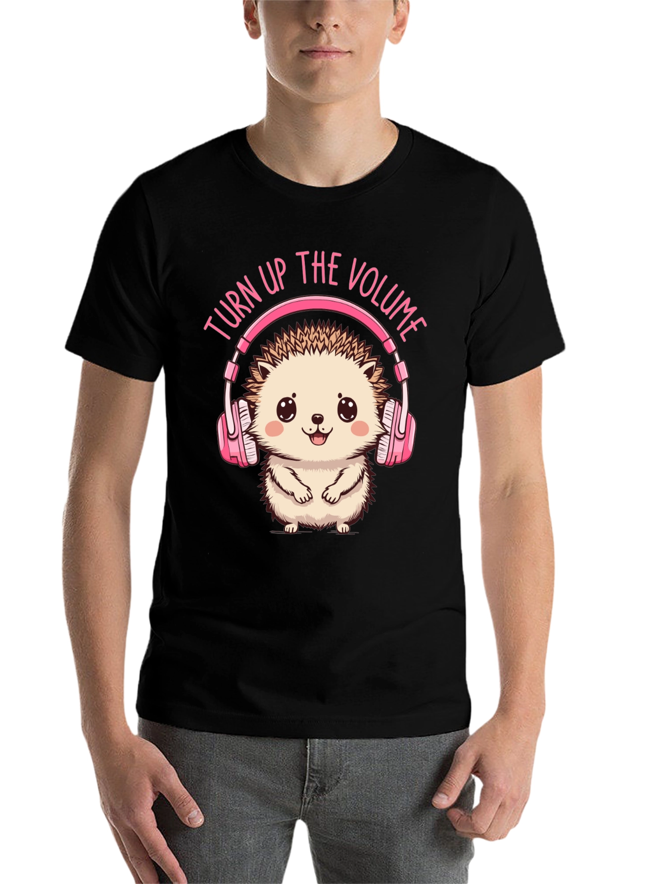 Black Turn Up the Volume Hedgehog Tee view 7