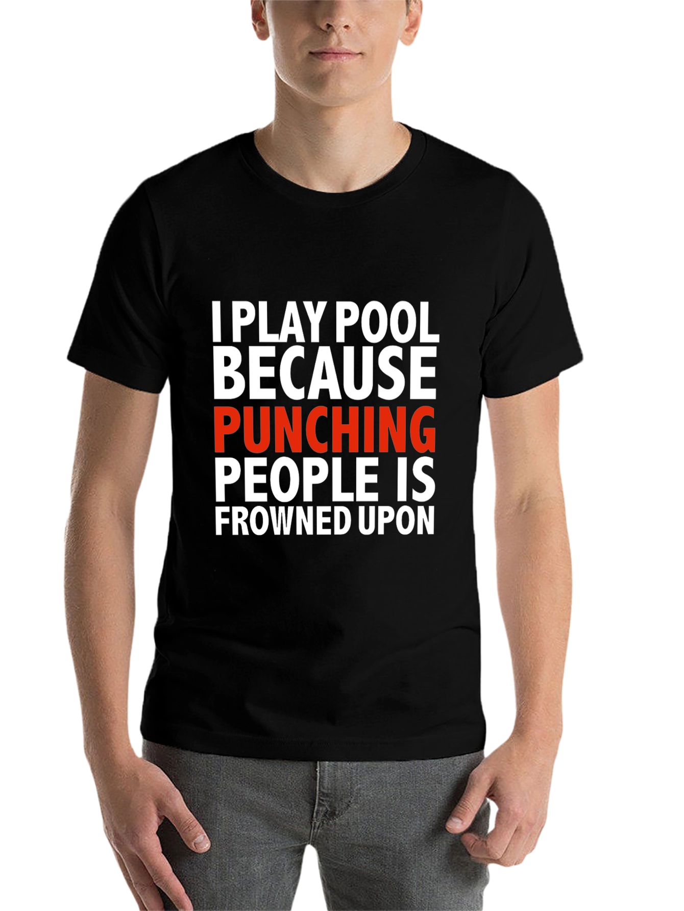 Black Funny Pool Player T-Shirt - Punching People view 7
