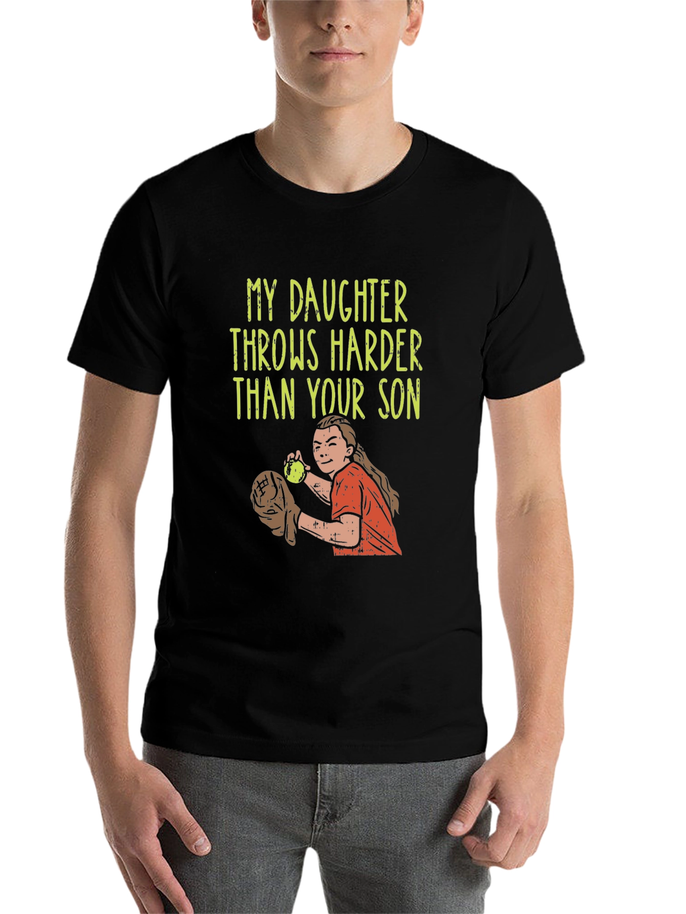 Black Daughter Throws Harder T-Shirt - Baseball/Softball view 7