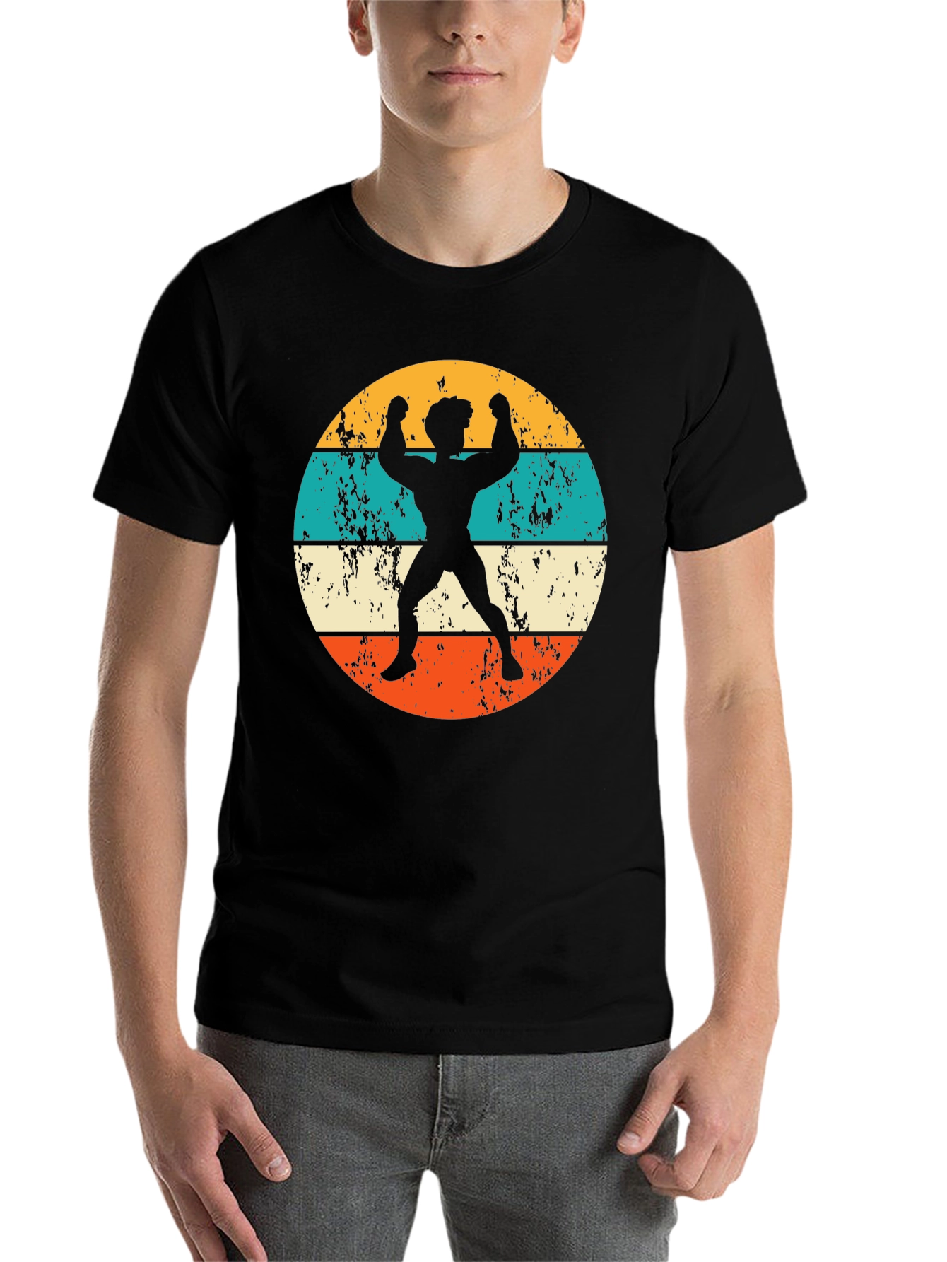 Black Retro Bodybuilder Graphic T-Shirt view 7