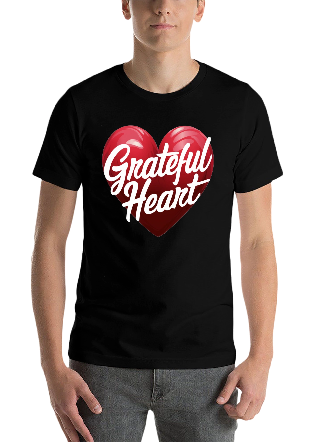 Black Grateful Heart Graphic T-Shirt - Stylish Unisex Top view 7
