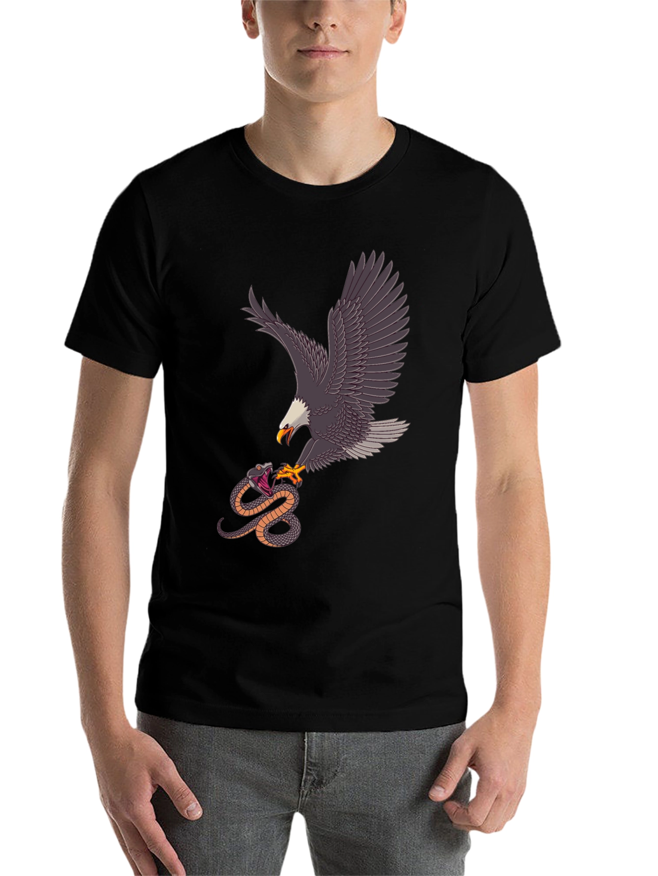 Black Eagle vs Snake Graphic Tee - Black view 7