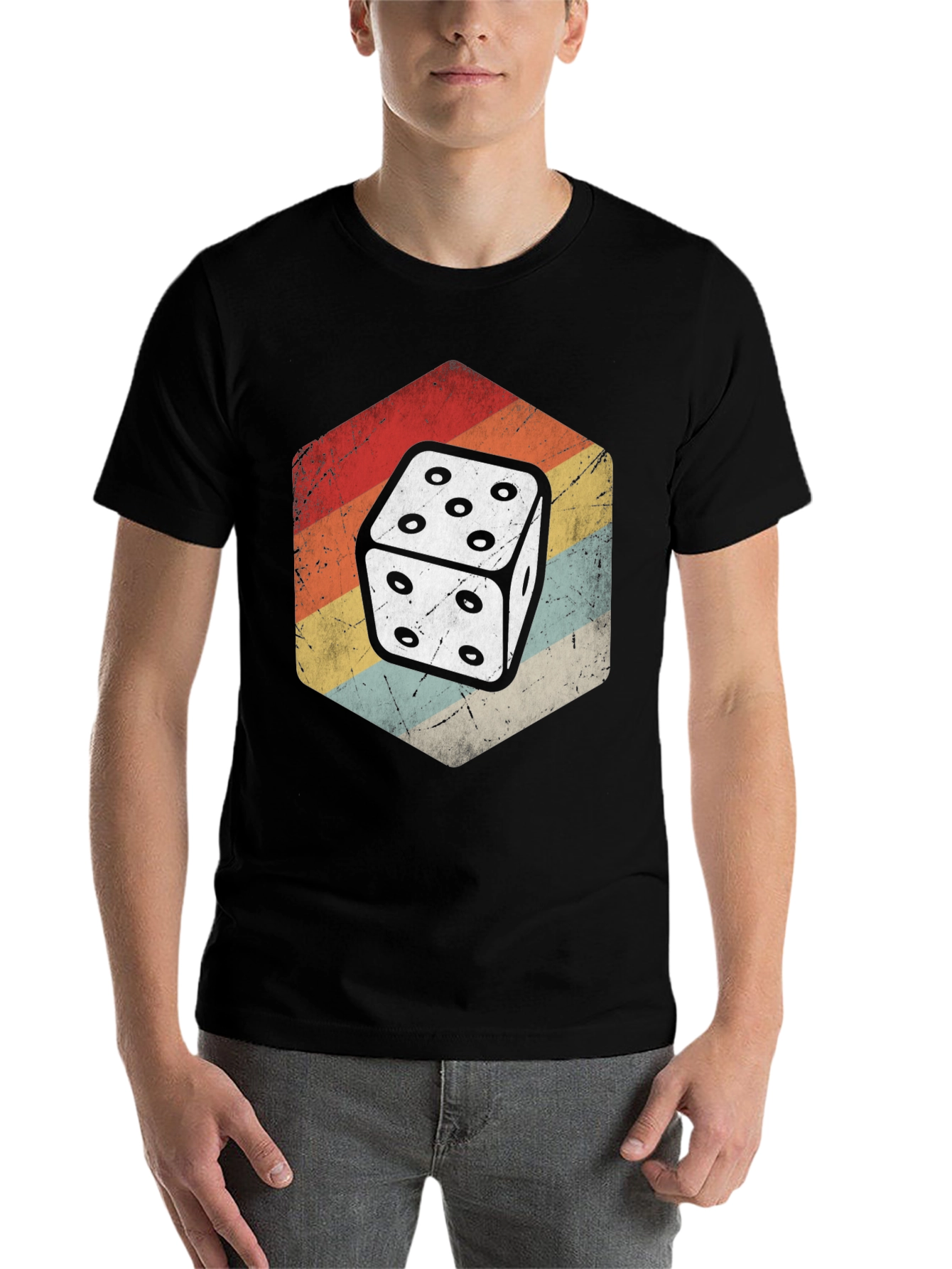 Black Retro Dice Graphic Tee view 7