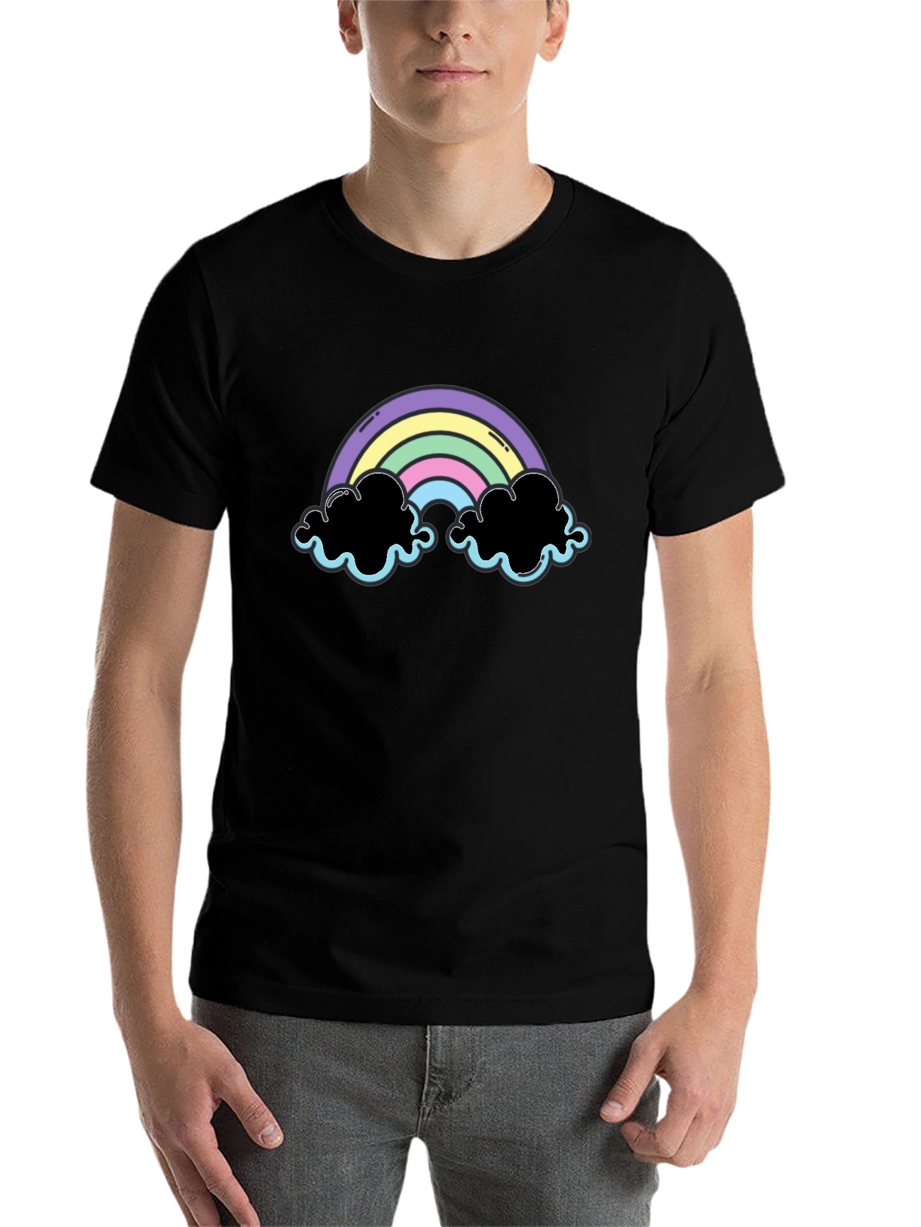 Black Pastel Rainbow Cloud Graphic Tee view 7