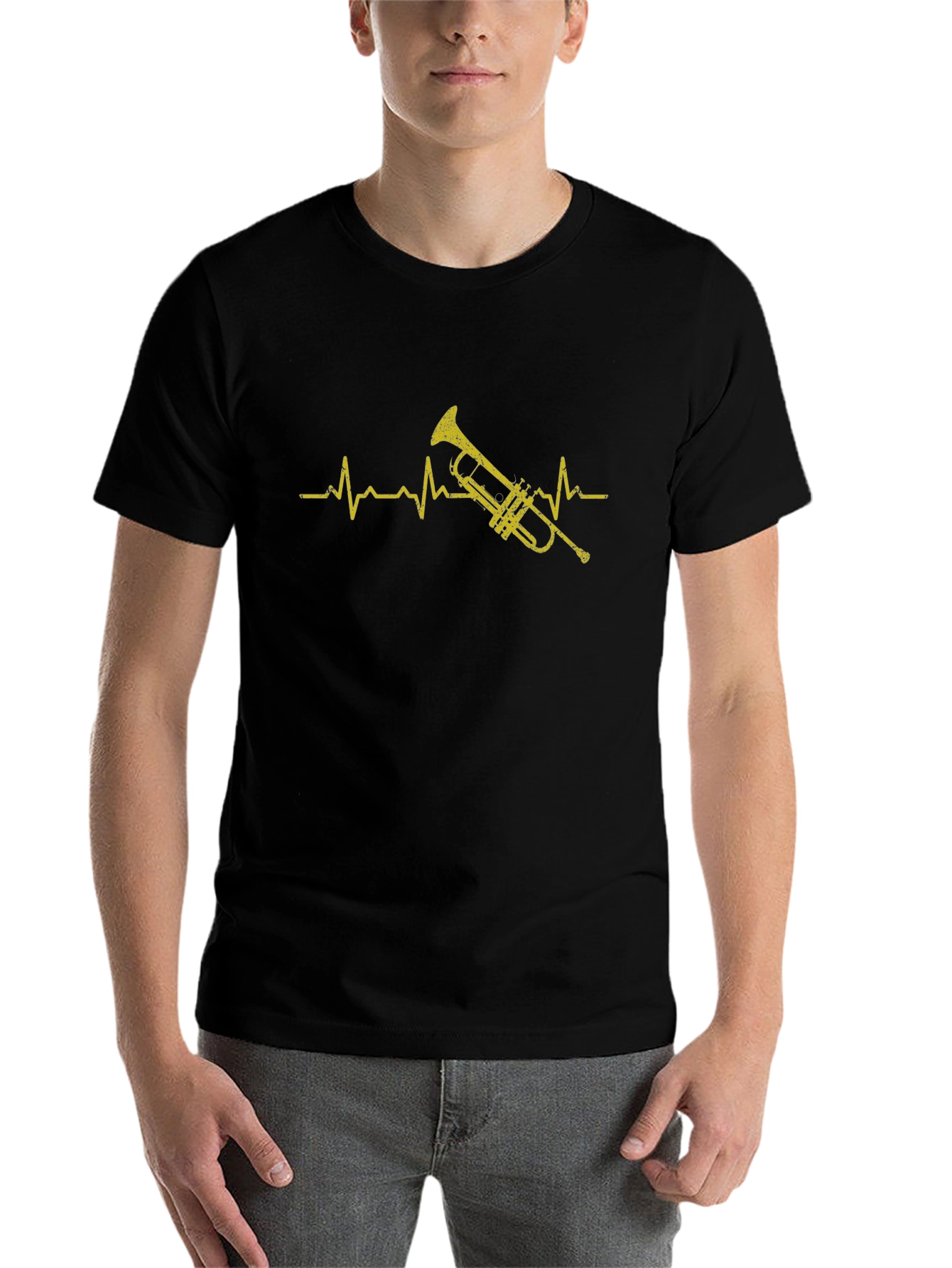 Black Trumpet Heartbeat Black T-Shirt view 7