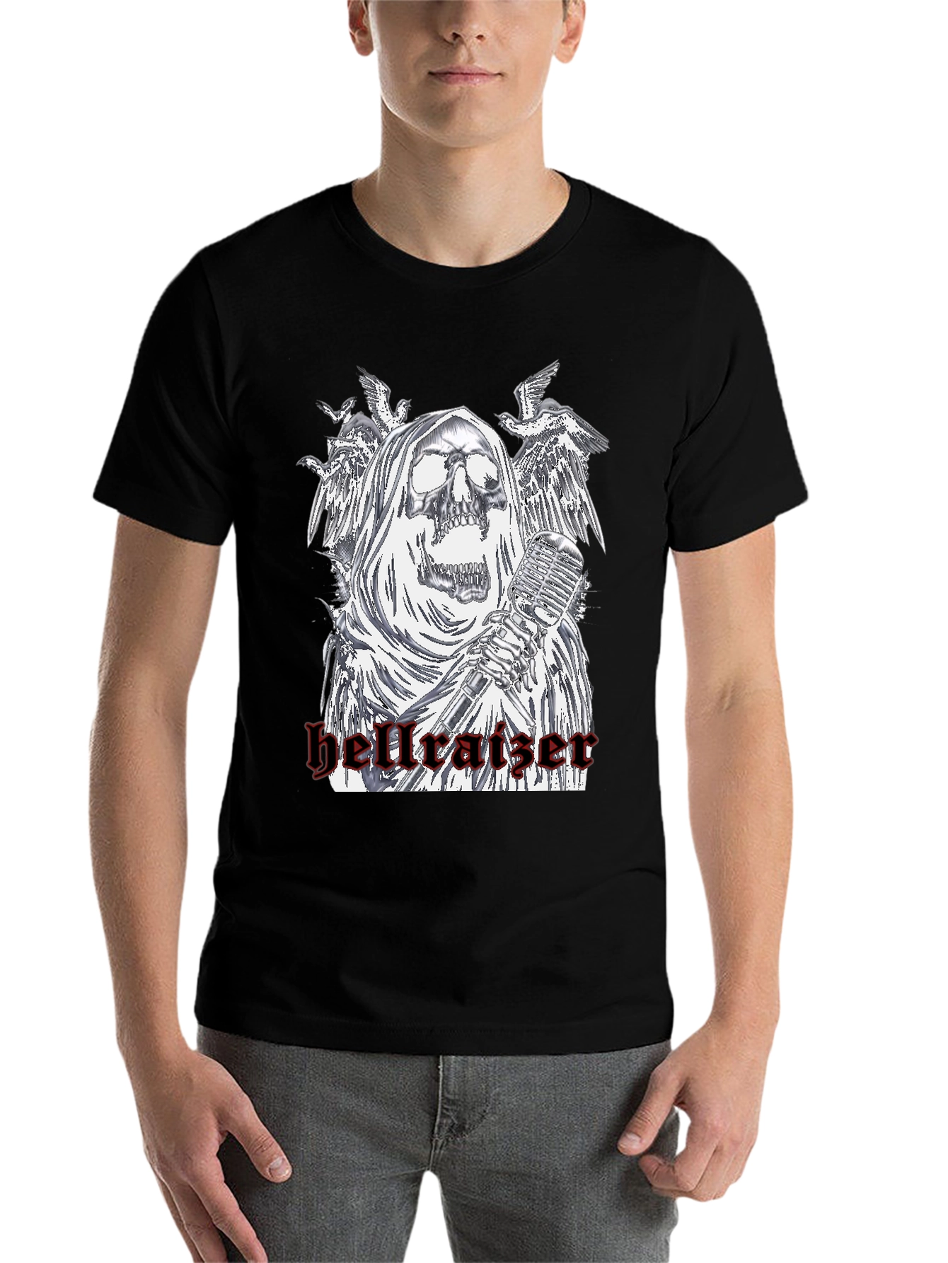 Black Hellraiser Skeleton Graphic T-Shirt - Black view 7