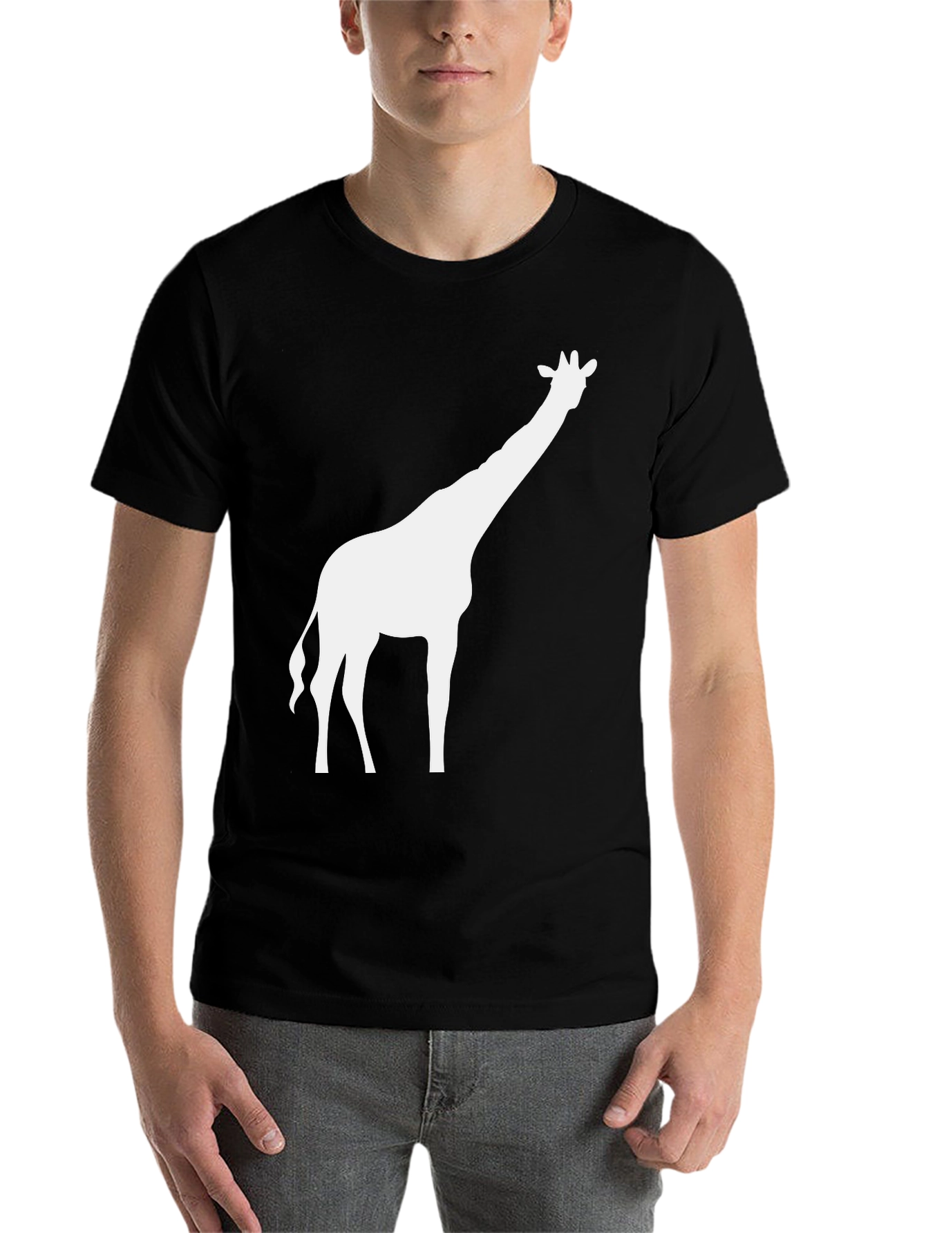 Black Giraffe Silhouette Graphic Tee - Black view 7