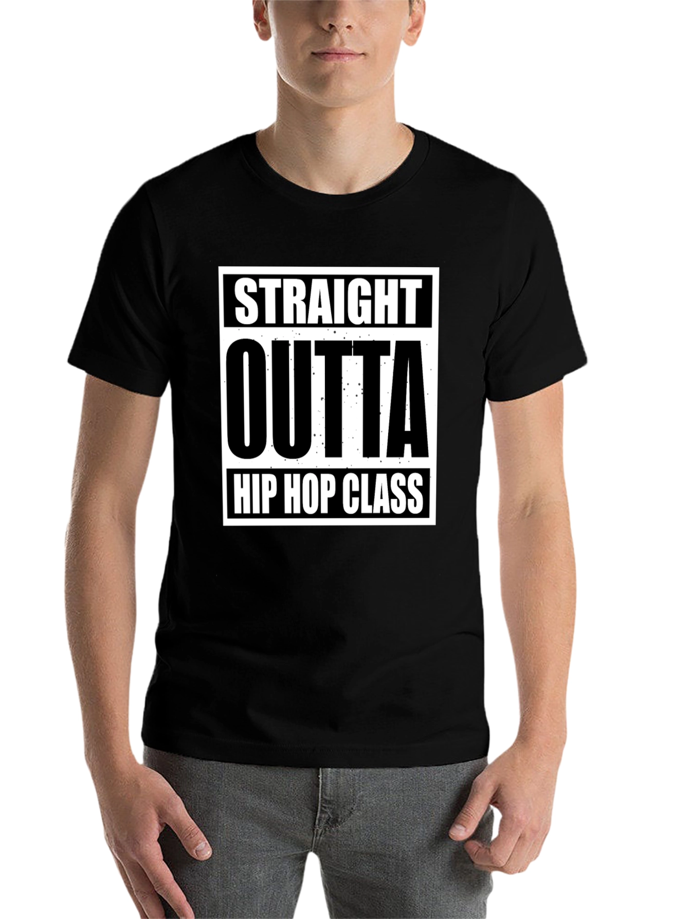 Black Straight Outta Hip Hop Class Black T-Shirt view 7