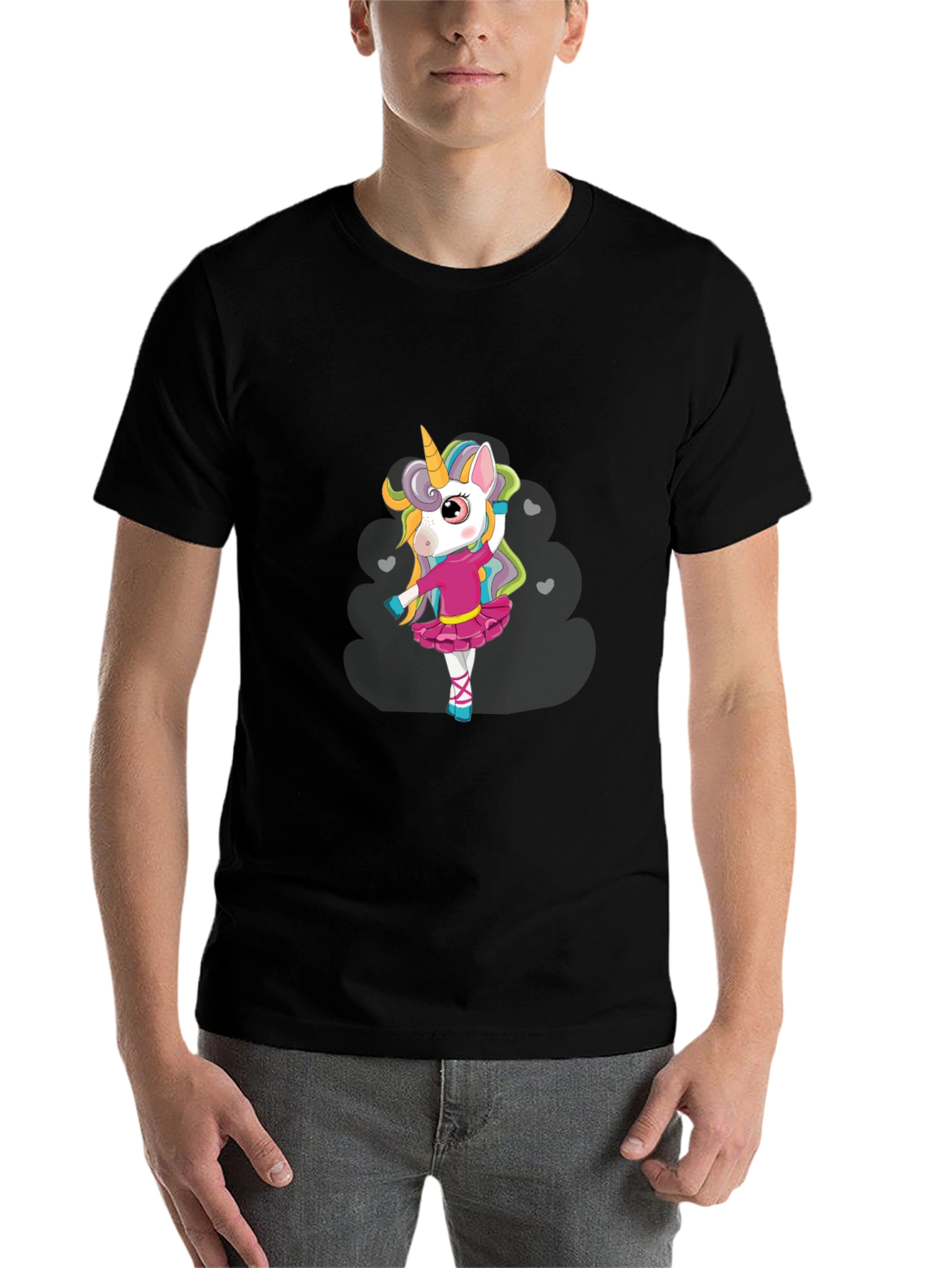 Black Unicorn Ballerina Black T-Shirt view 7