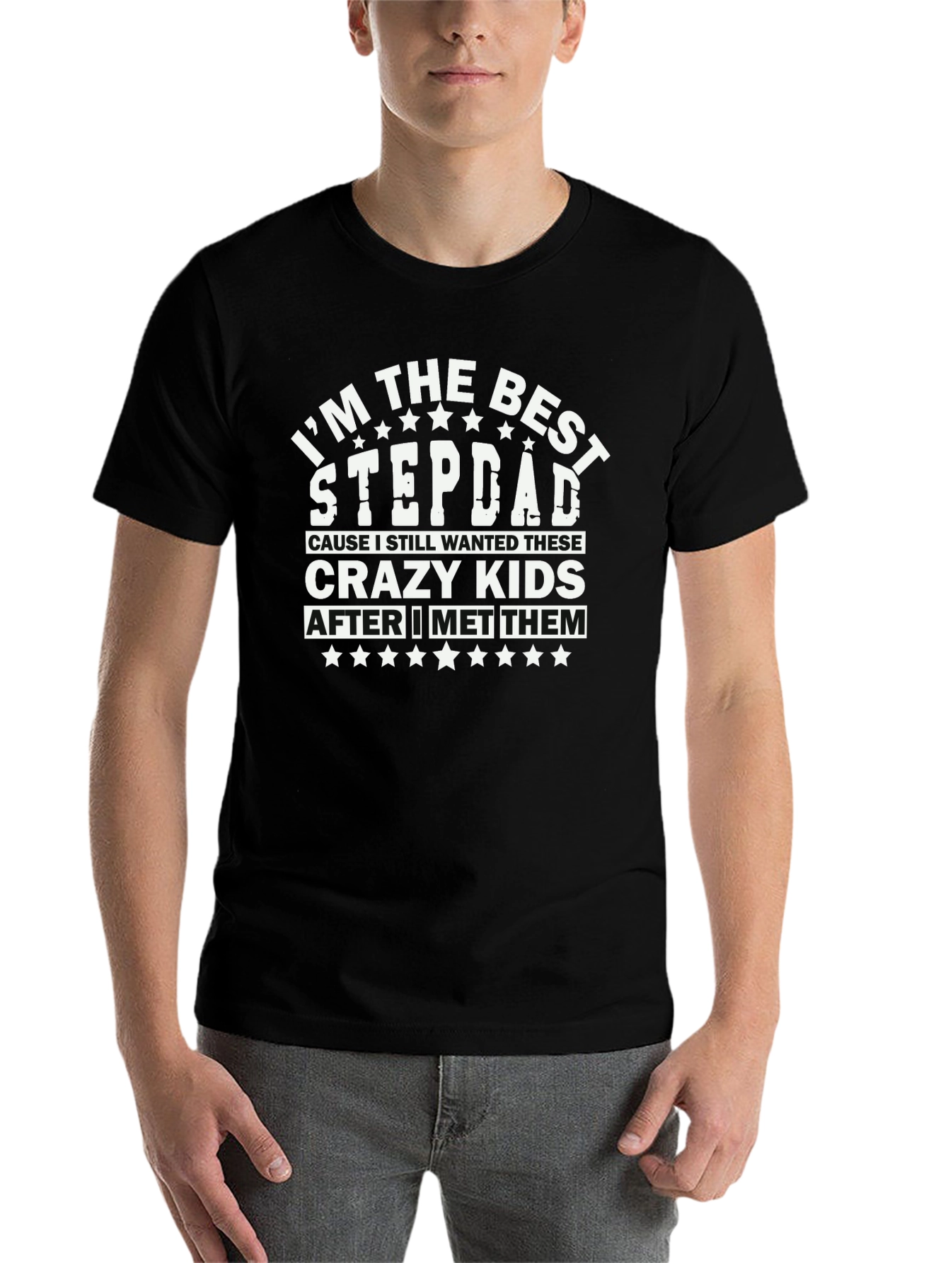 Black Best Stepdad T-Shirt - Funny Family Tee view 7