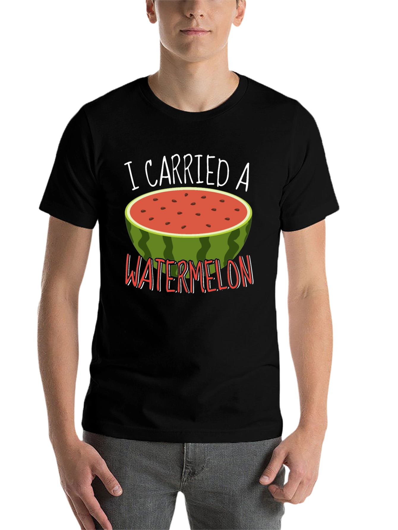 Black Funny Watermelon Graphic Tee view 7