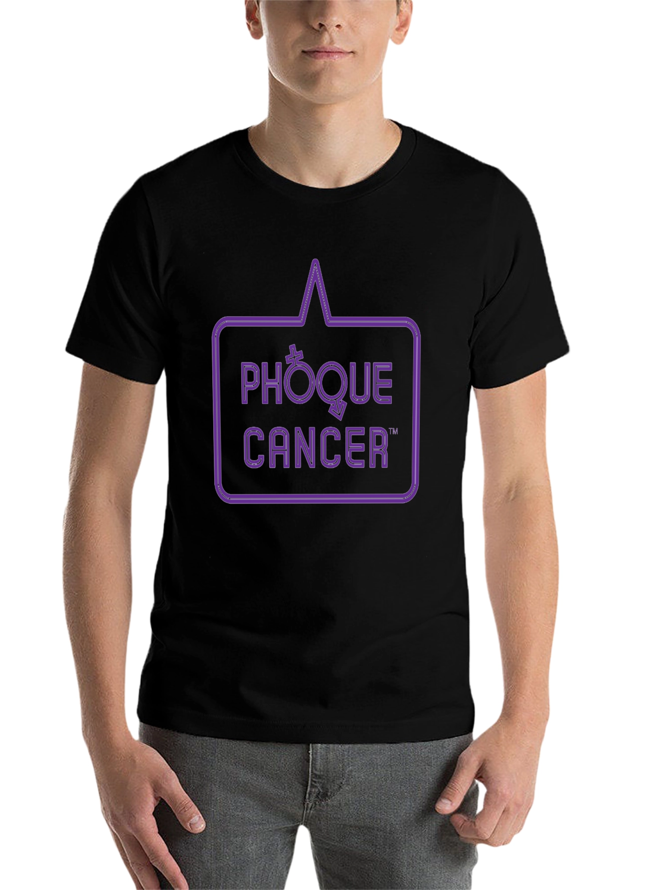 Black Phóque Cancer Graphic T-Shirt - Unisex Black Tee view 7