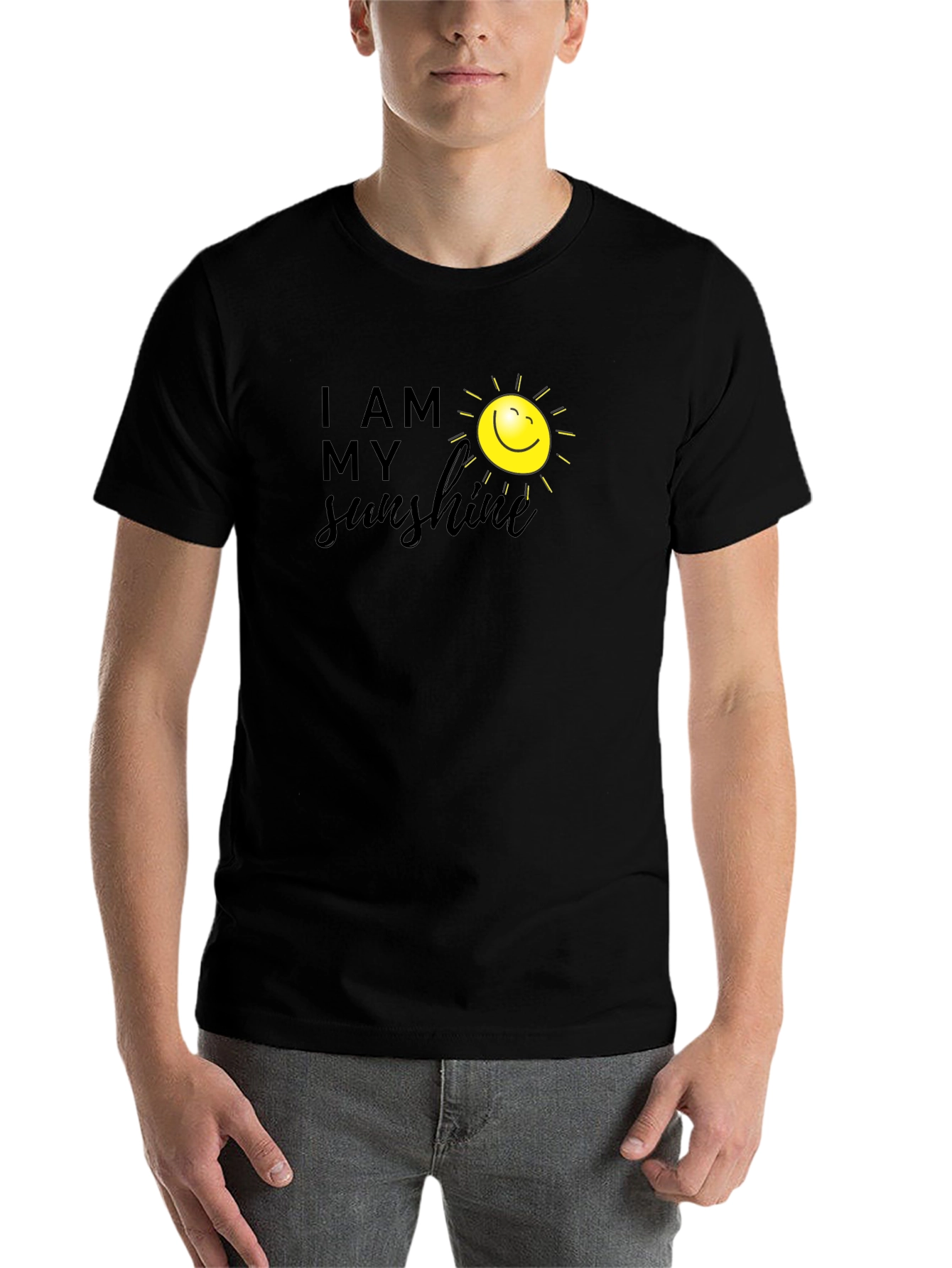 Black I Am My Sunshine Graphic Tee - Black Cotton T-Shirt view 7