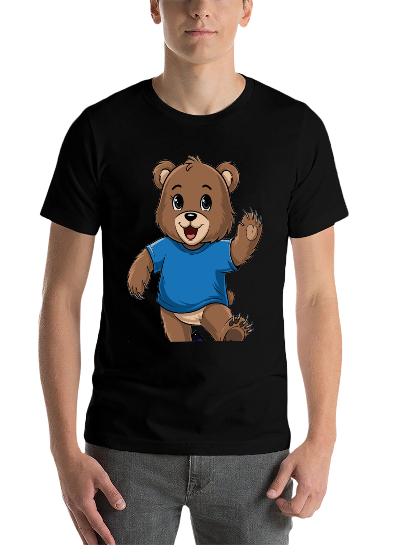 Black Cute Bear Graphic T-Shirt - Trendy Tee for Bear Lovers view 7