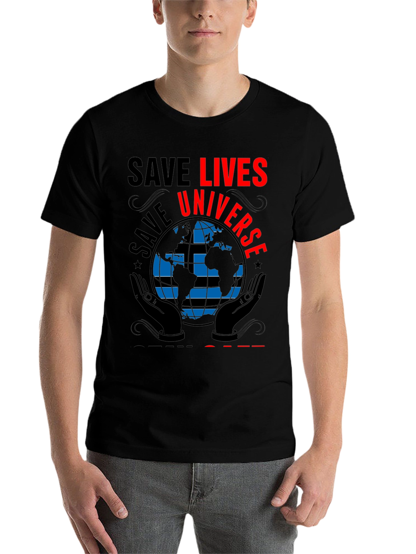 Black Save Lives Save Universe Graphic T-Shirt view 7