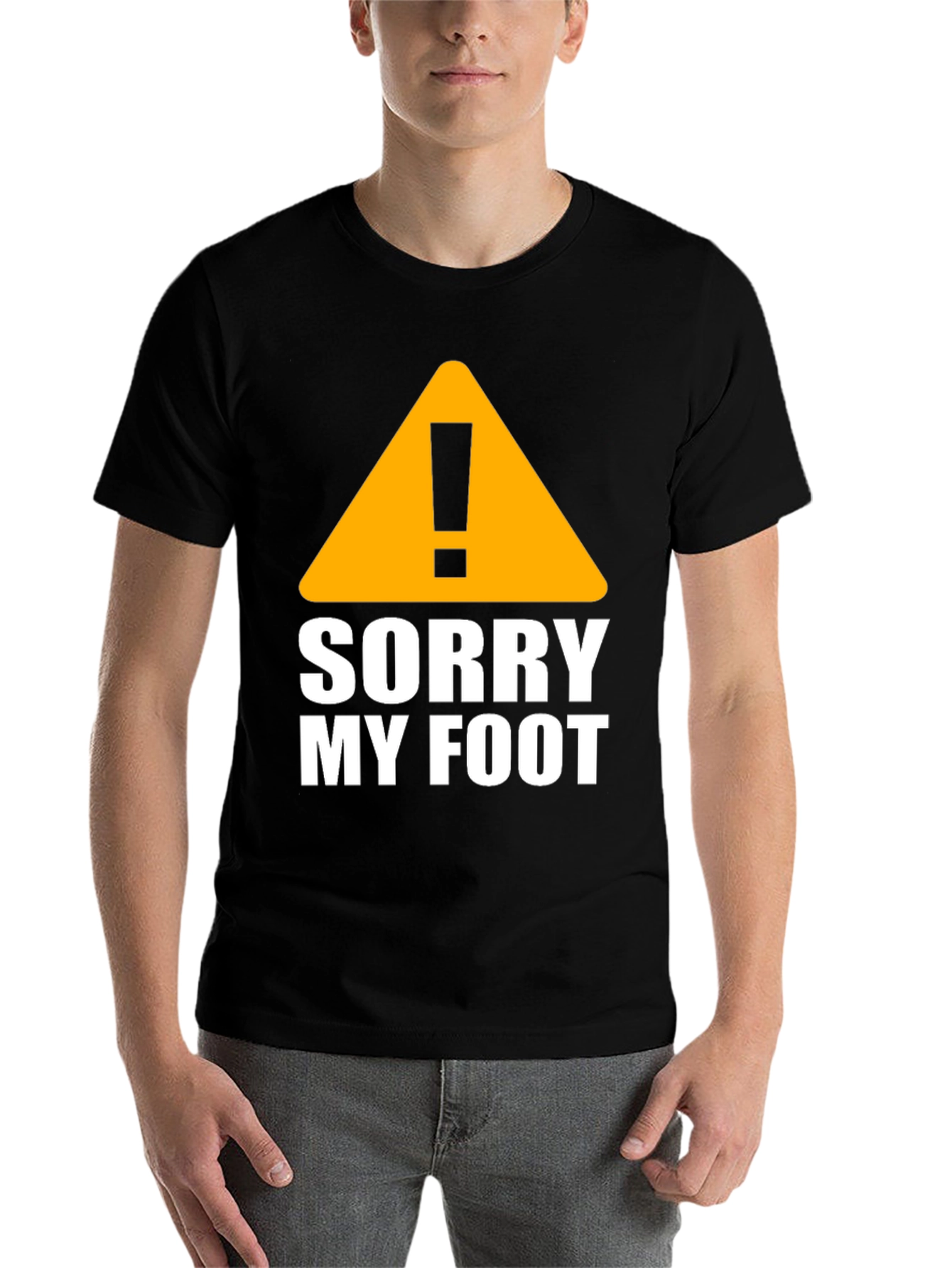 Black Funny Sorry My Foot Graphic Novelty T-Shirt view 7