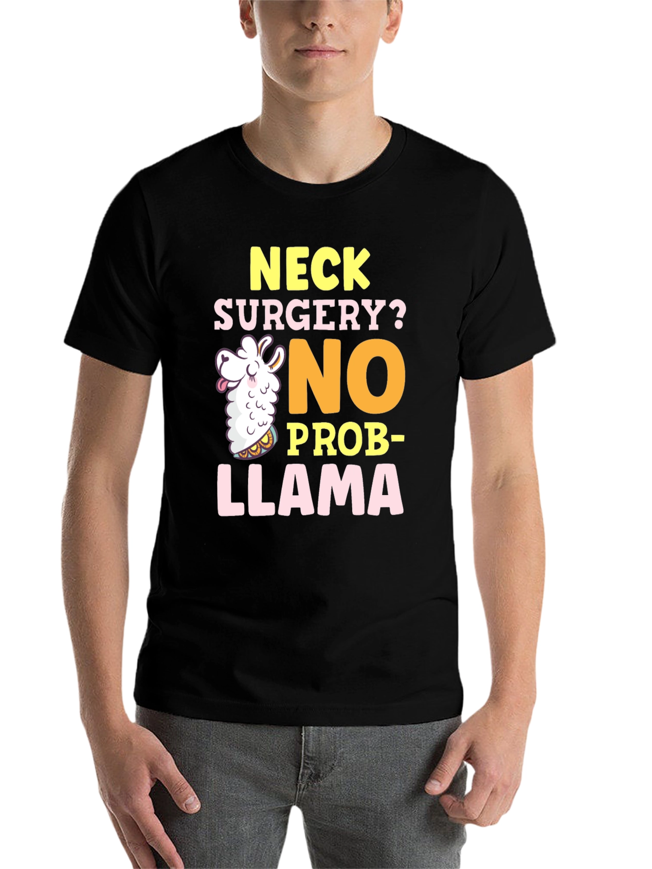 Black Neck Surgery? No Prob-Llama Funny Graphic Tee view 7