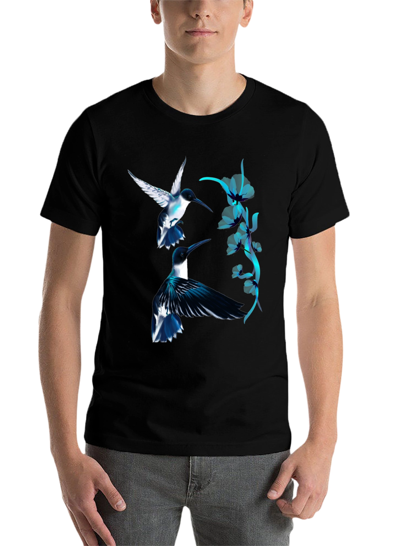 Black Hummingbird Graphic Black Tee view 7